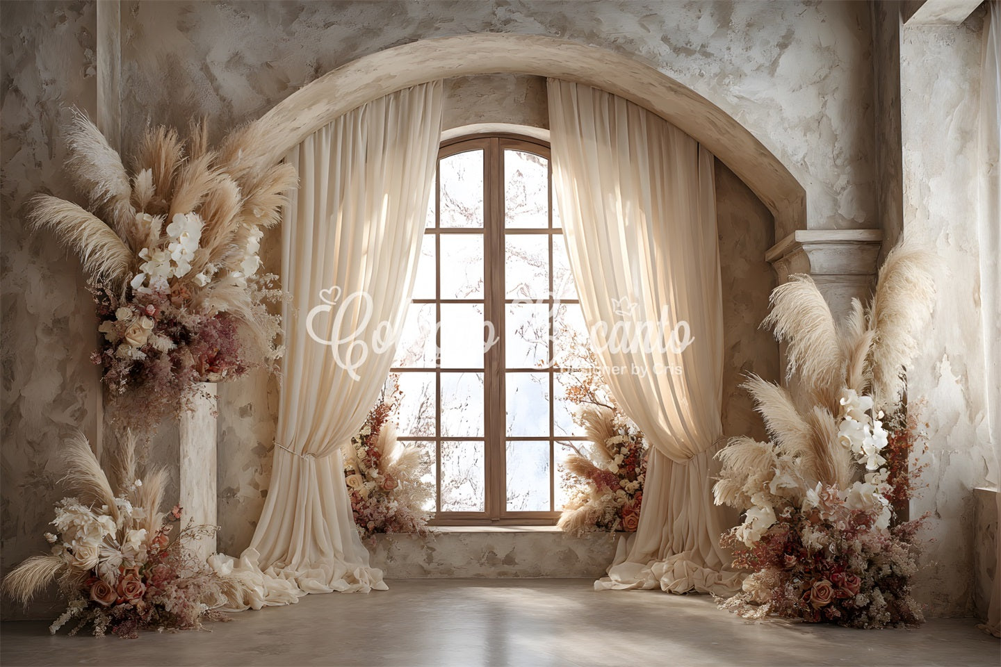 Mothers Day Backdrop Boho Pampas Window Floral Photo Booth Mother's Day Backdrop By Magali