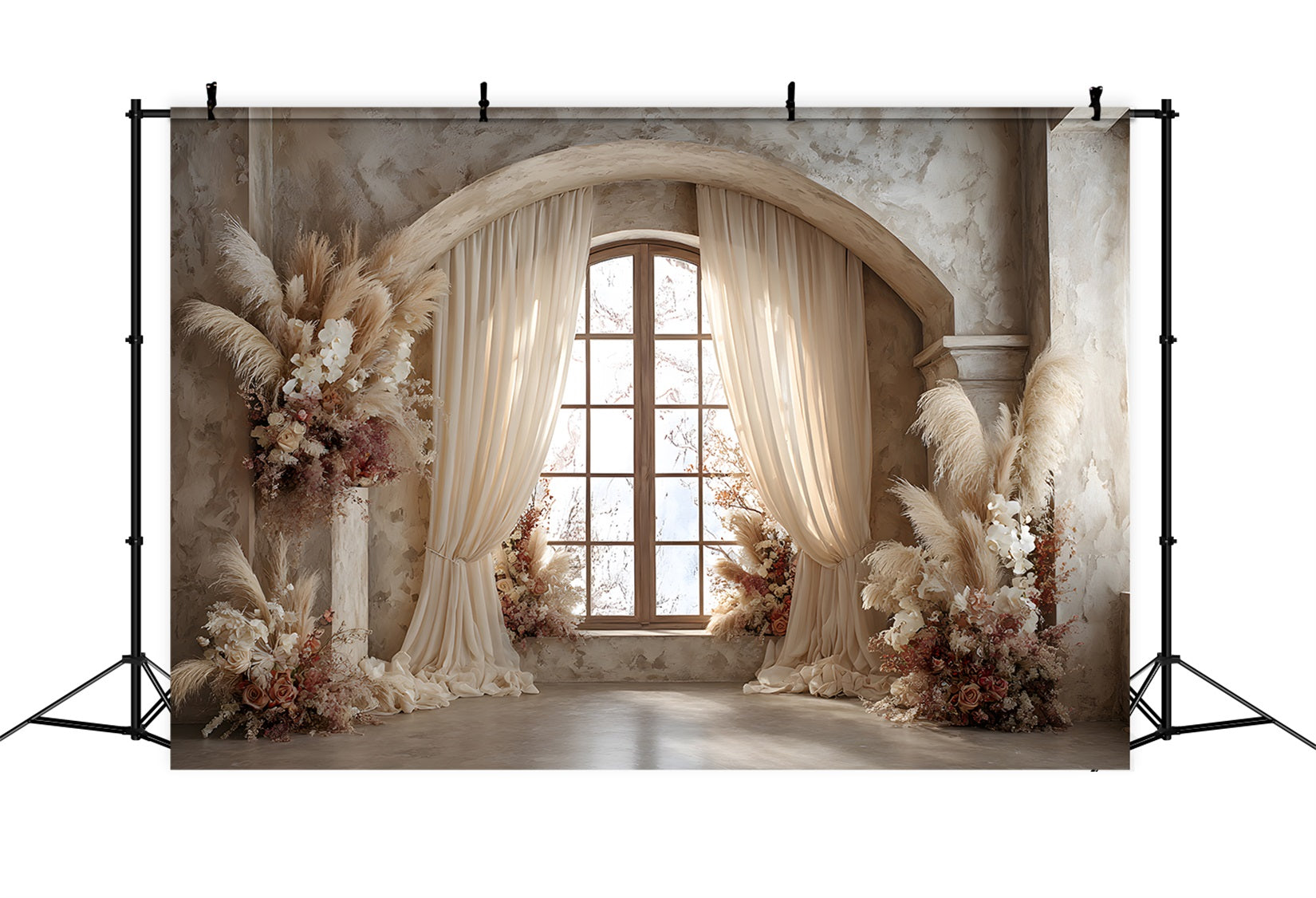 Mothers Day Backdrop Boho Pampas Window Floral Photo Booth Mother's Day Backdrop By Magali