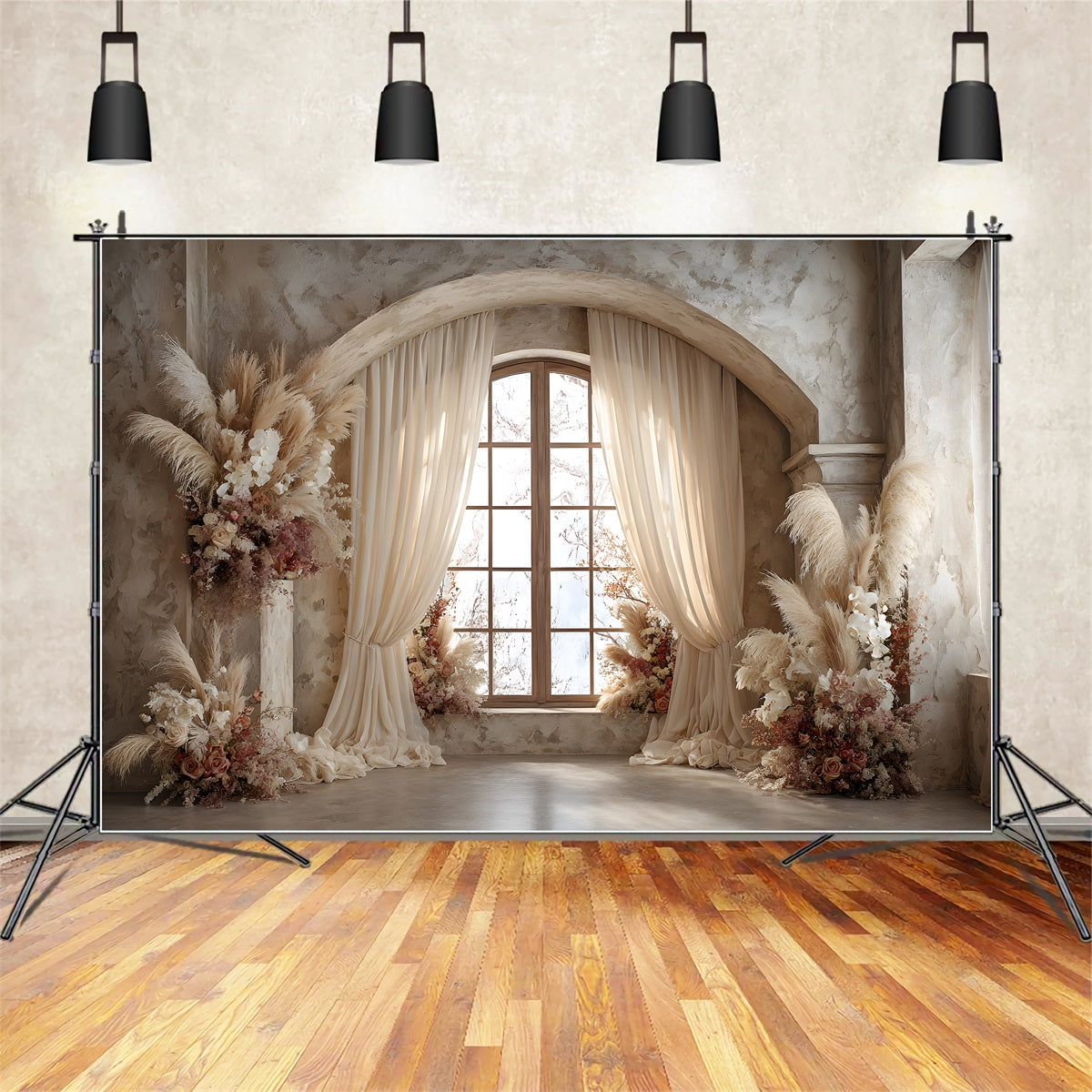 Mothers Day Backdrop Boho Pampas Window Floral Photo Booth Mother's Day Backdrop By Magali