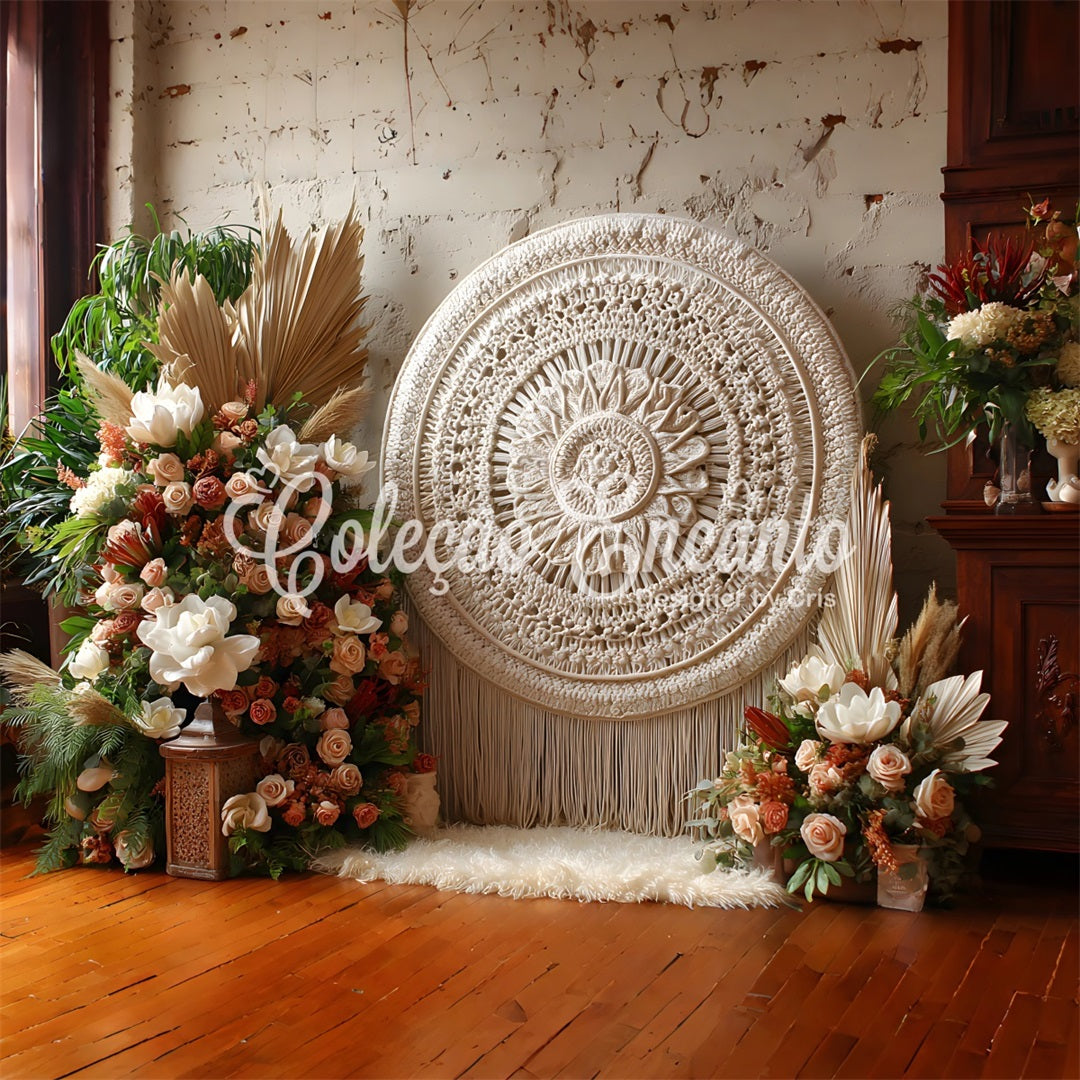 Happy Mothers Day Backdrop Rustic Boho Macrame Floral Mothers Day Flower Backdrop By Magali