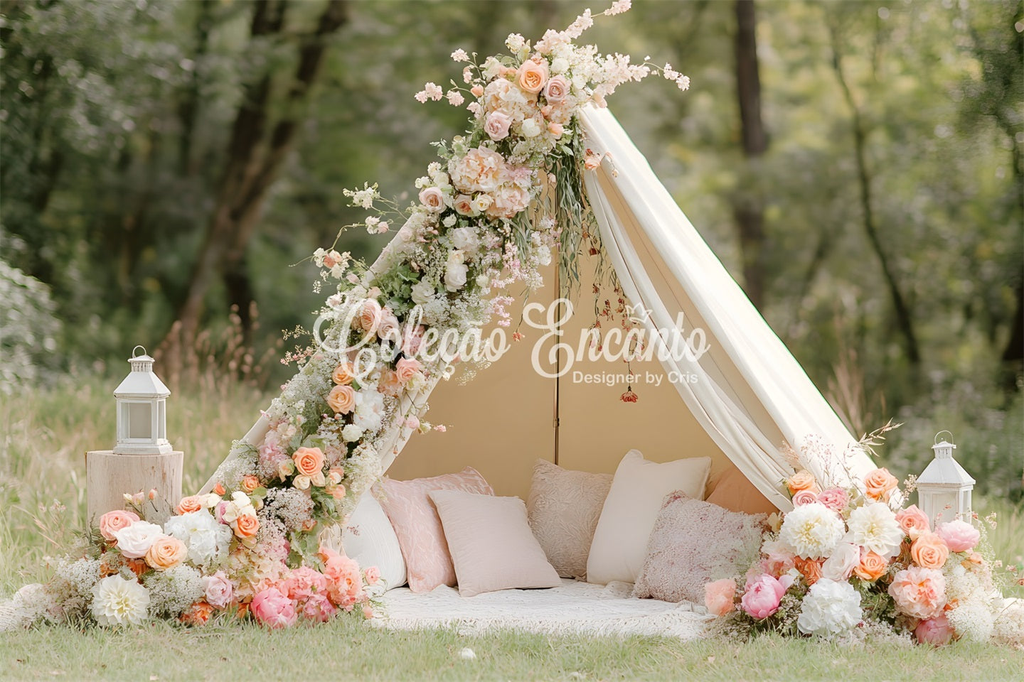 Backdrop For Mother's Day Floral Teepee Setup Mothers Day Photography Backdrops By Magali