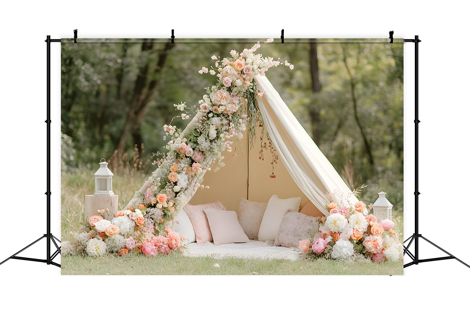 Backdrop For Mother's Day Floral Teepee Setup Mothers Day Photography Backdrops By Magali