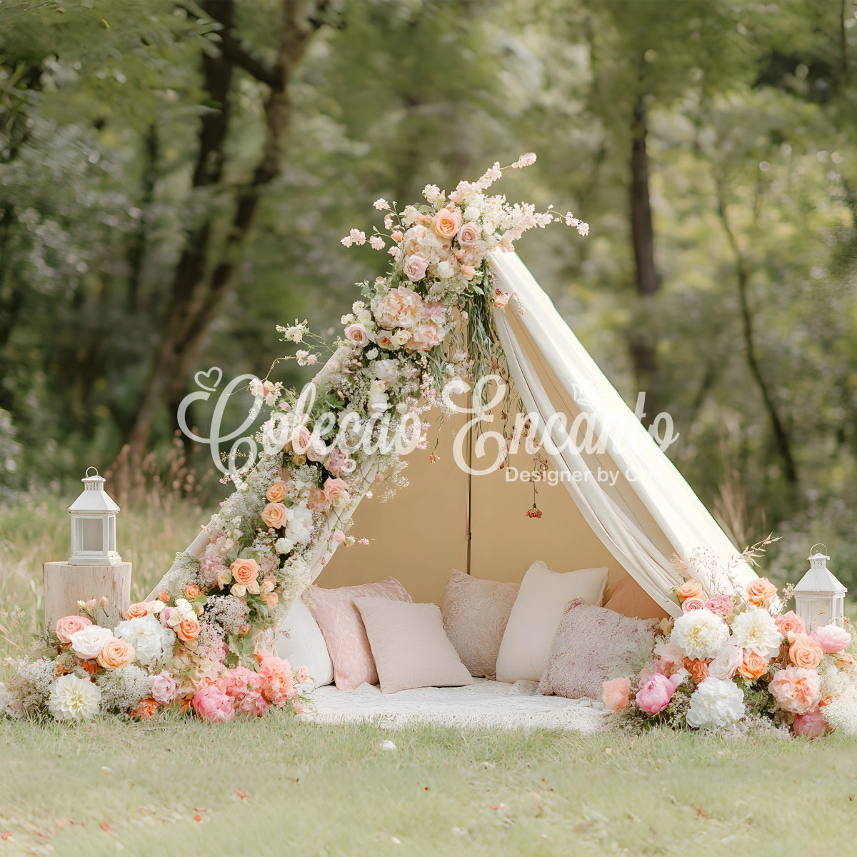 Backdrop For Mother's Day Floral Teepee Setup Mothers Day Photography Backdrops By Magali