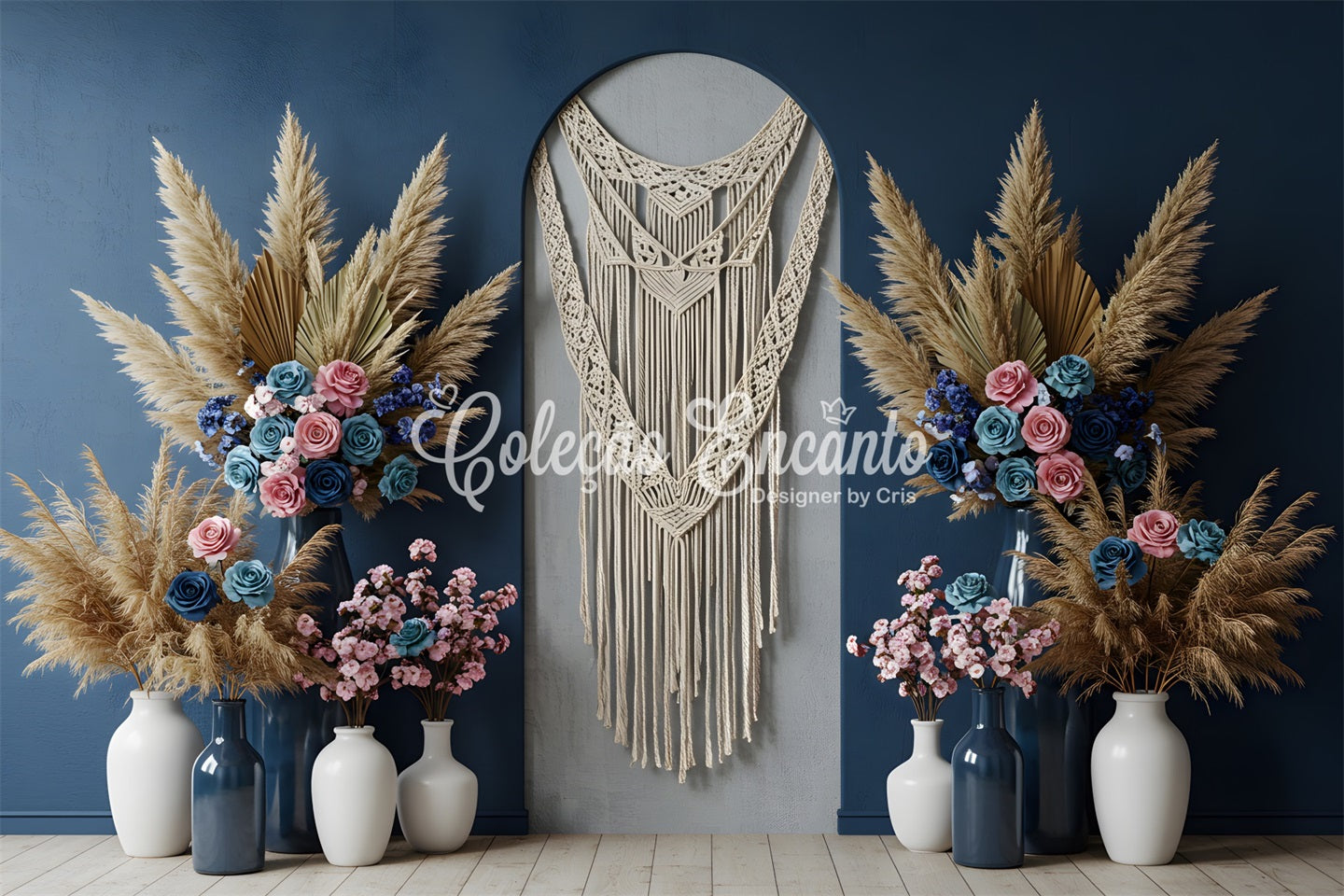 Backdrops For Mother's Day Blue Macrame Floral Mothers Day Photography Backdrops By Magali