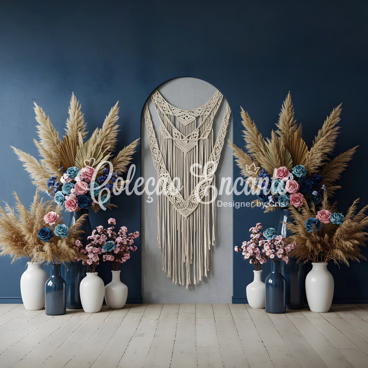 Backdrops For Mother's Day Blue Macrame Floral Mothers Day Photography Backdrops By Magali