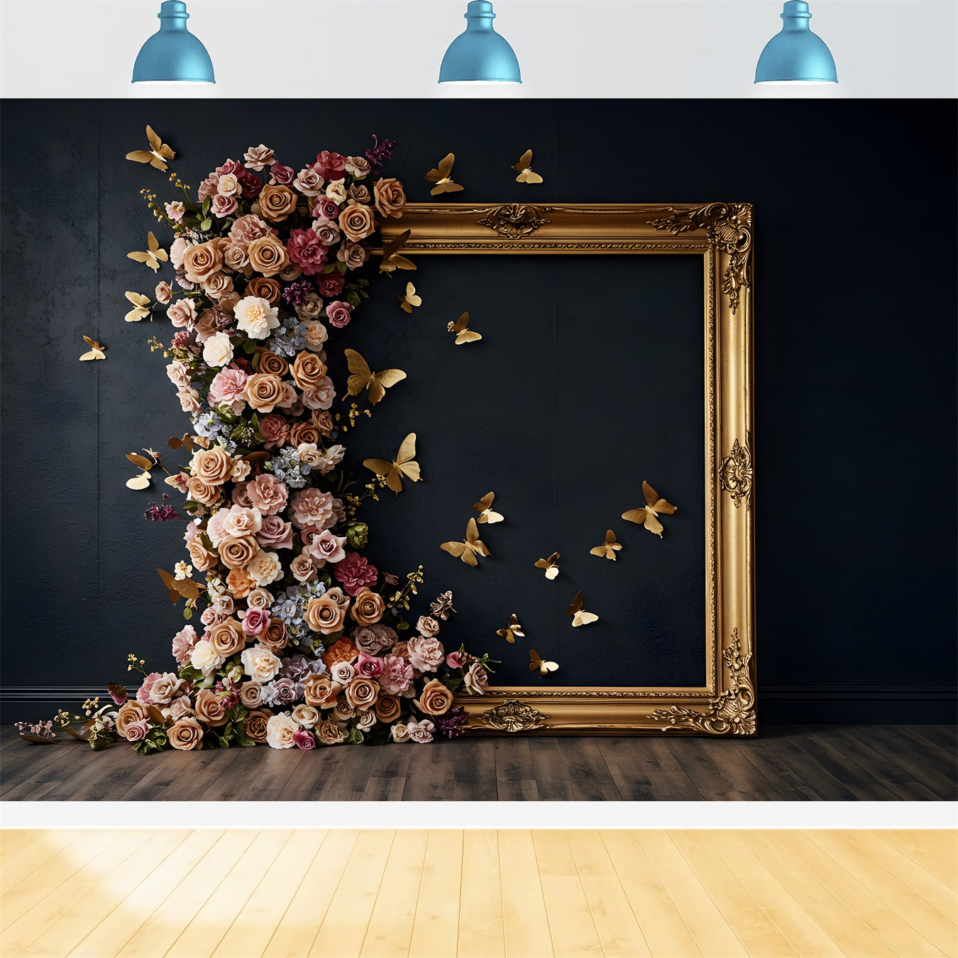 Photo Backdrops For Mothers Day Gold Frame Floral Butterfly Mother's Day Photo Backdrop By Magali