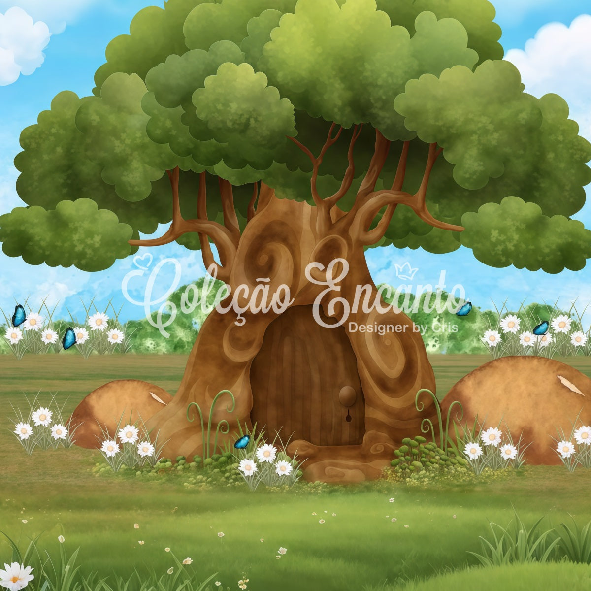 Backdrop For Kids Enchanted Tree Door Daisy Garden Butterfly Backdrop By Magali