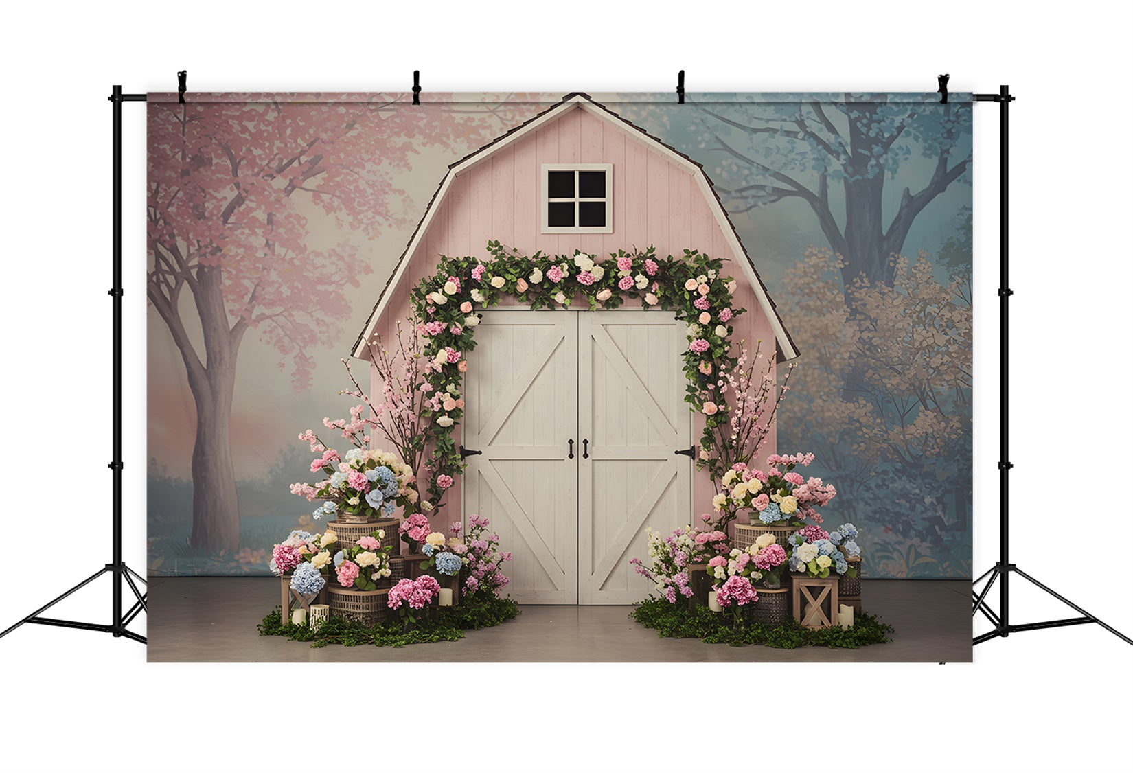 Mother's Day Backdrop Design Pink Barn Floral Mother's Day Picture Backdrop By Magali
