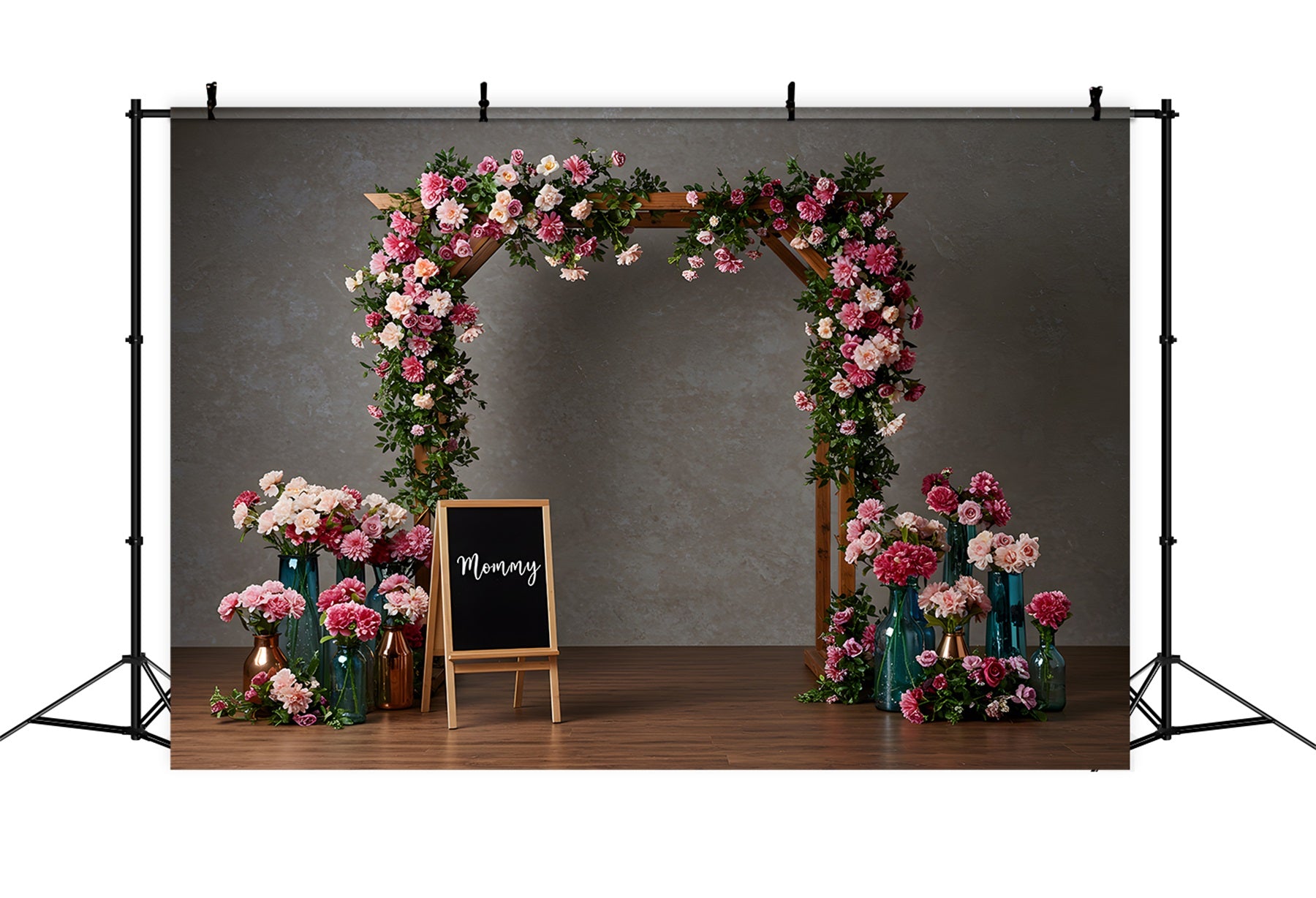 Mother's Day Photo Booth Backdrops Pink Floral Archway Mother's Day Photo Booth Backdrops By Magali