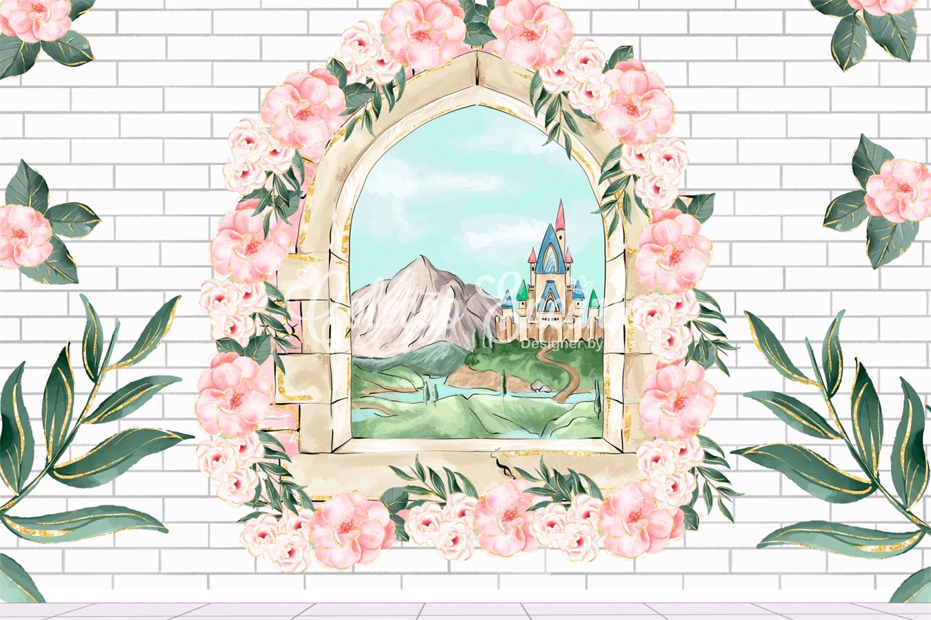 Newborn Photography Backdrops Floral Window Brick Wall Castle Backdrop By Magali
