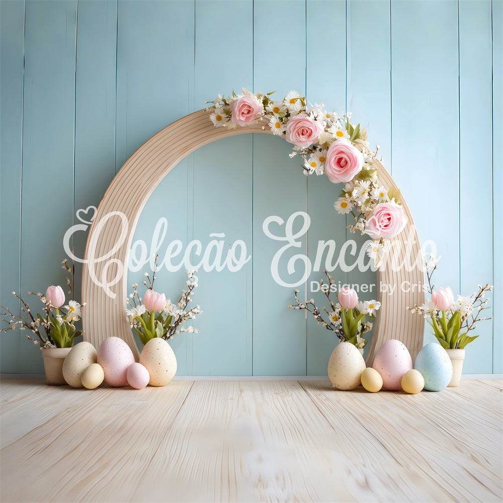 Easter Egg Backdrop Pastel Arch Floral Wall Easter Picture Backdrops By Magali