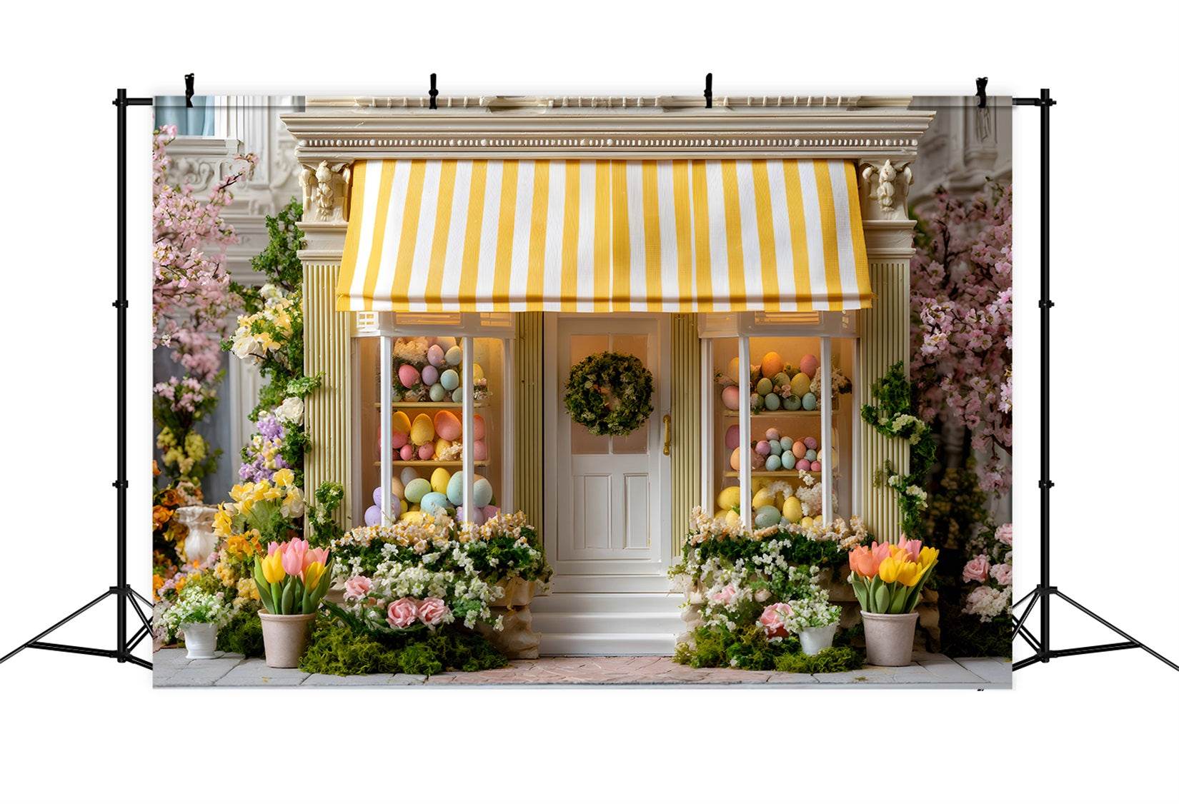 Easter European Garden Backdrop Yellow Awning Egg Shop Backdrop Easter By Magali