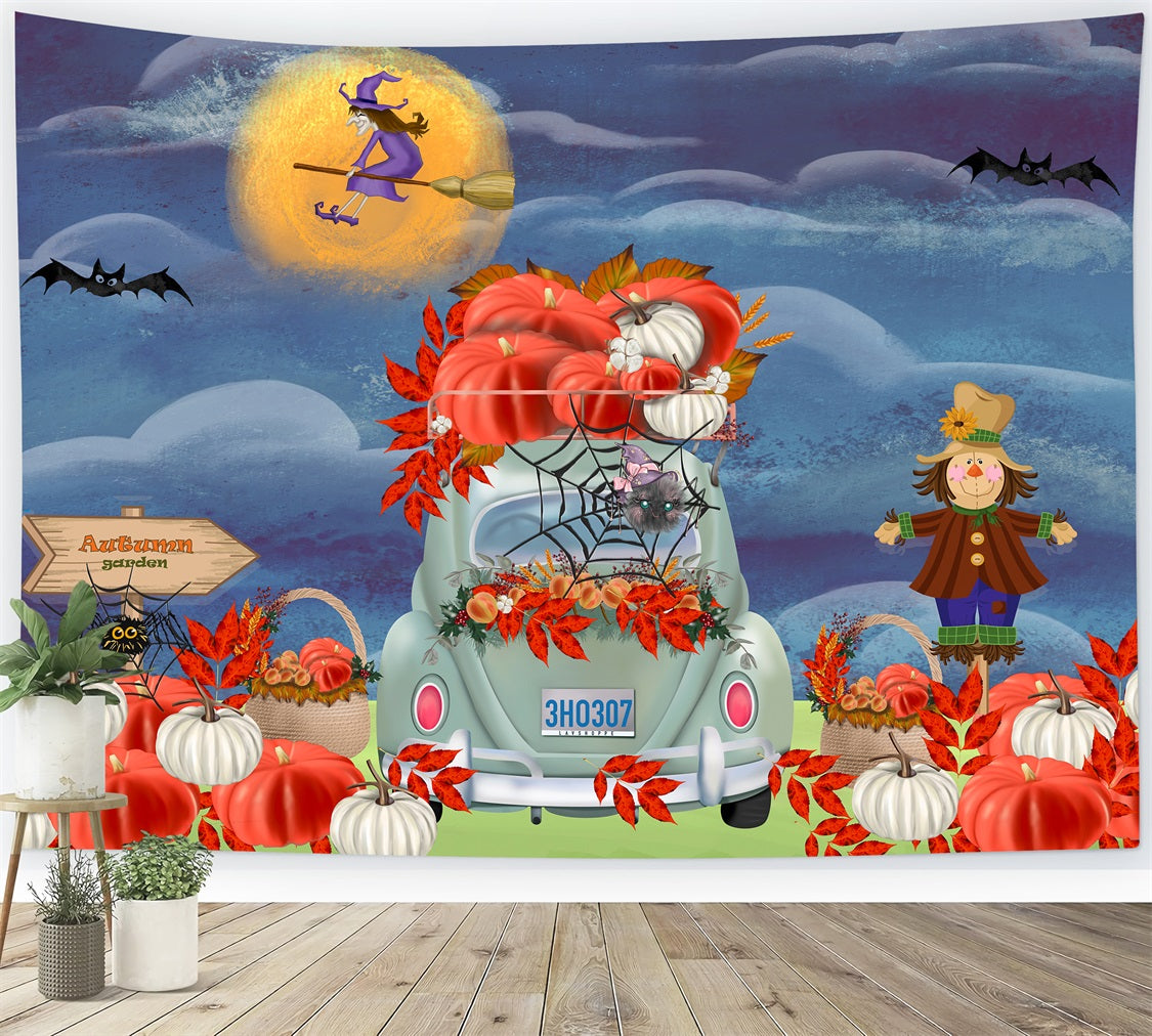 Childrens Backdrops Autumn Pumpkin Car Harvest Moon Halloween Backdrop Kids By Magali