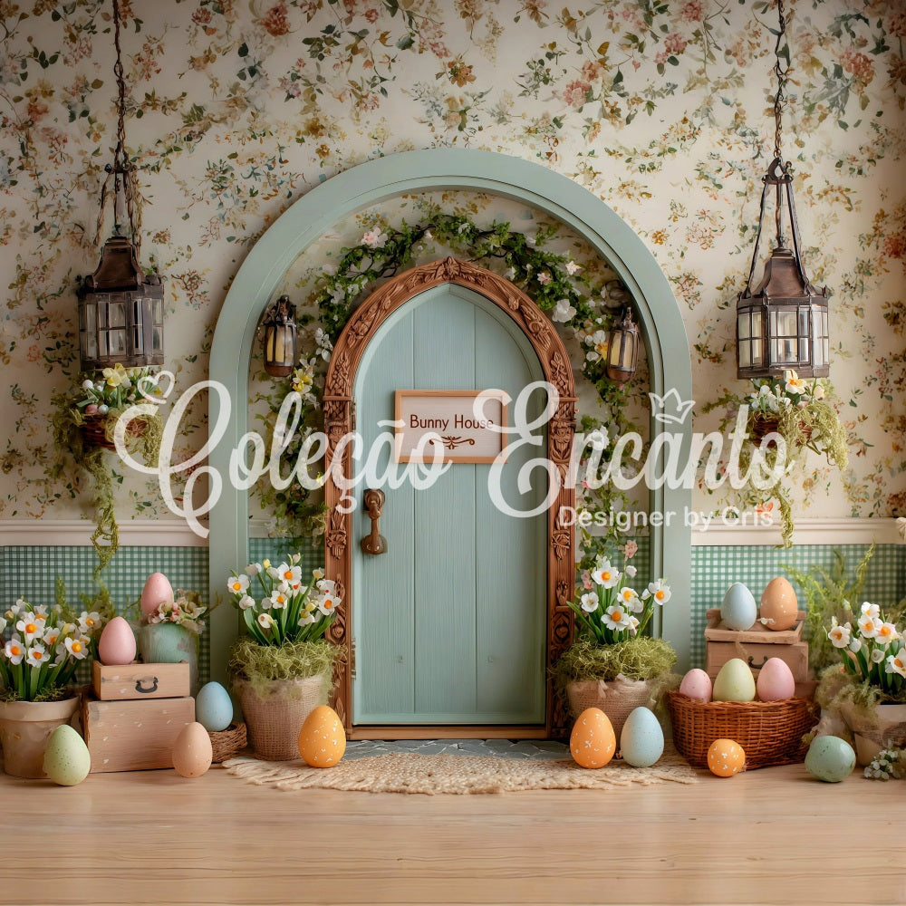 Easter Daisy Backdrop Arch Door Floral Eggs Backdrops For Easter By Magali