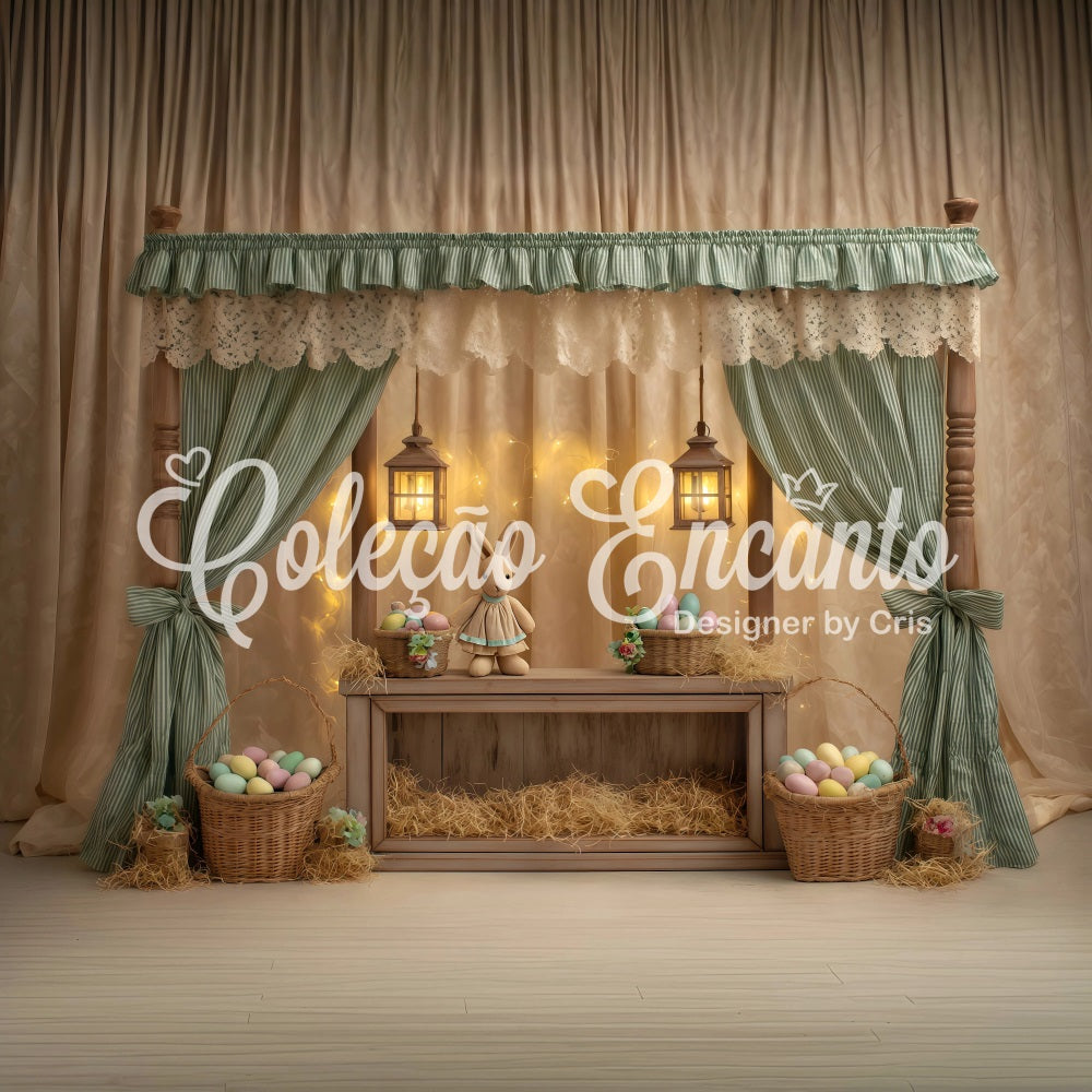 Easter Cute Backdrop Canopy Bunny Egg Baskets Easter Picture Backdrop By Magali