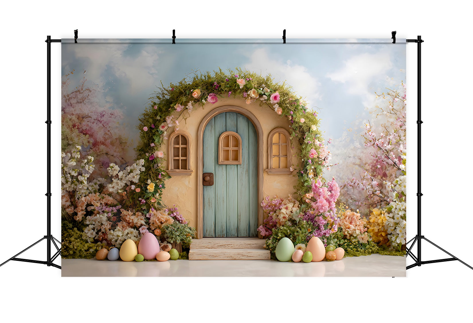 Easter Wreath Doorway Backdrop Floral Arch Tiny Door Outdoor Easter Backdrop By Magali