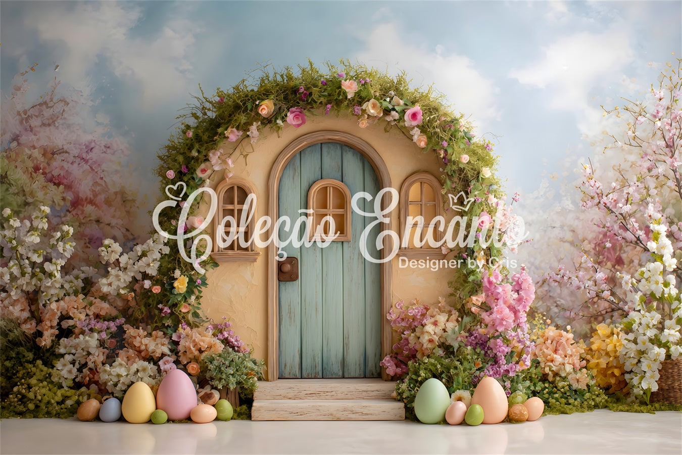 Easter Wreath Doorway Backdrop Floral Arch Tiny Door Outdoor Easter Backdrop By Magali