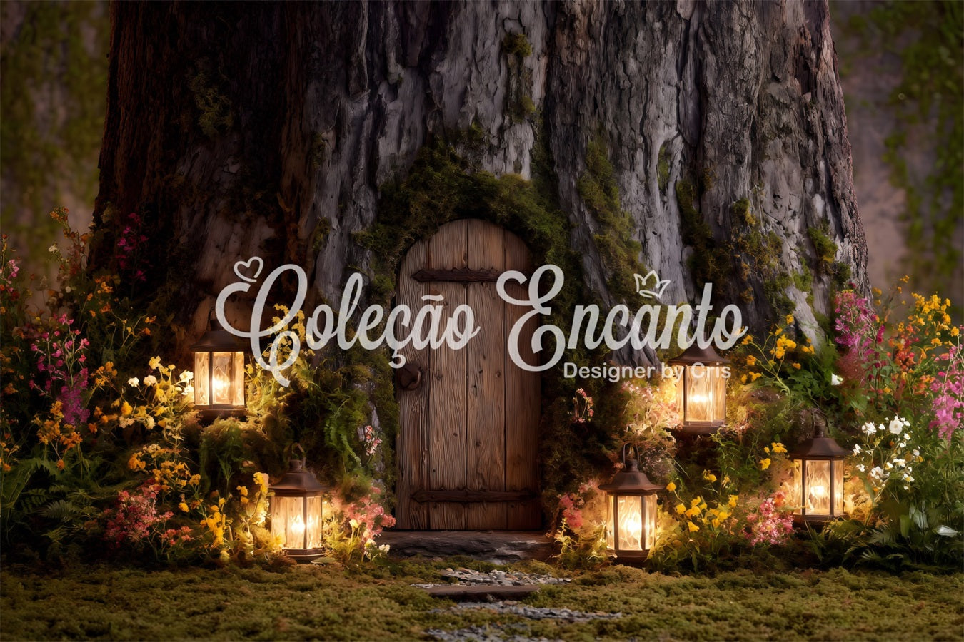Easter Bunny Burrow Backdrop Tree Door Lantern Blooms Easter Backdrops For Photos By Magali
