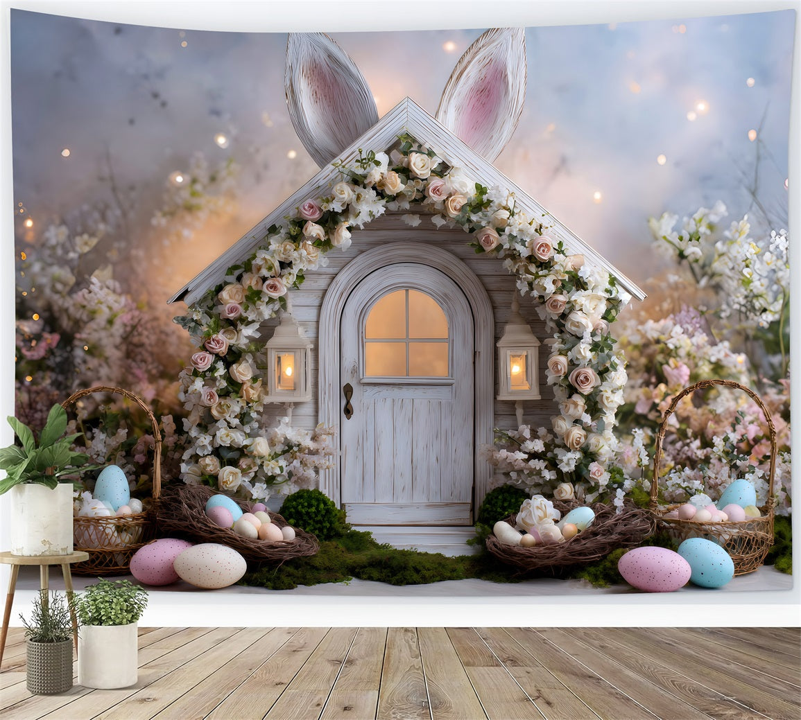 Easter Fairytale Backdrop Floral Bunny Egg Nests Photography Easter Backdrops By Magali