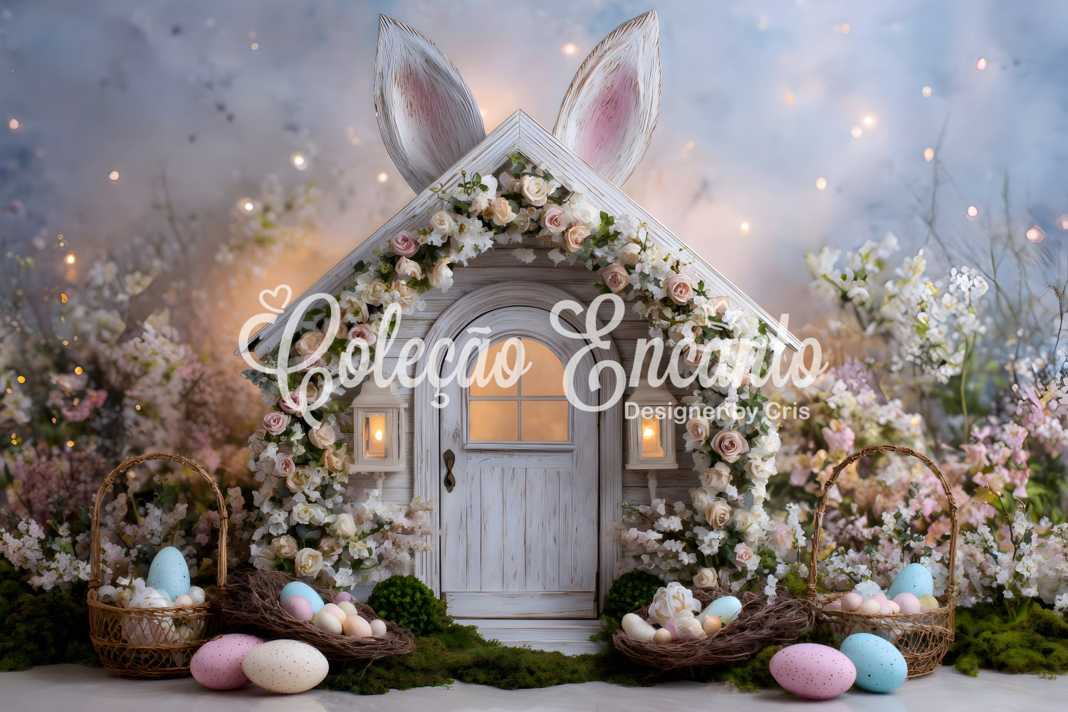 Easter Fairytale Backdrop Floral Bunny Egg Nests Photography Easter Ba