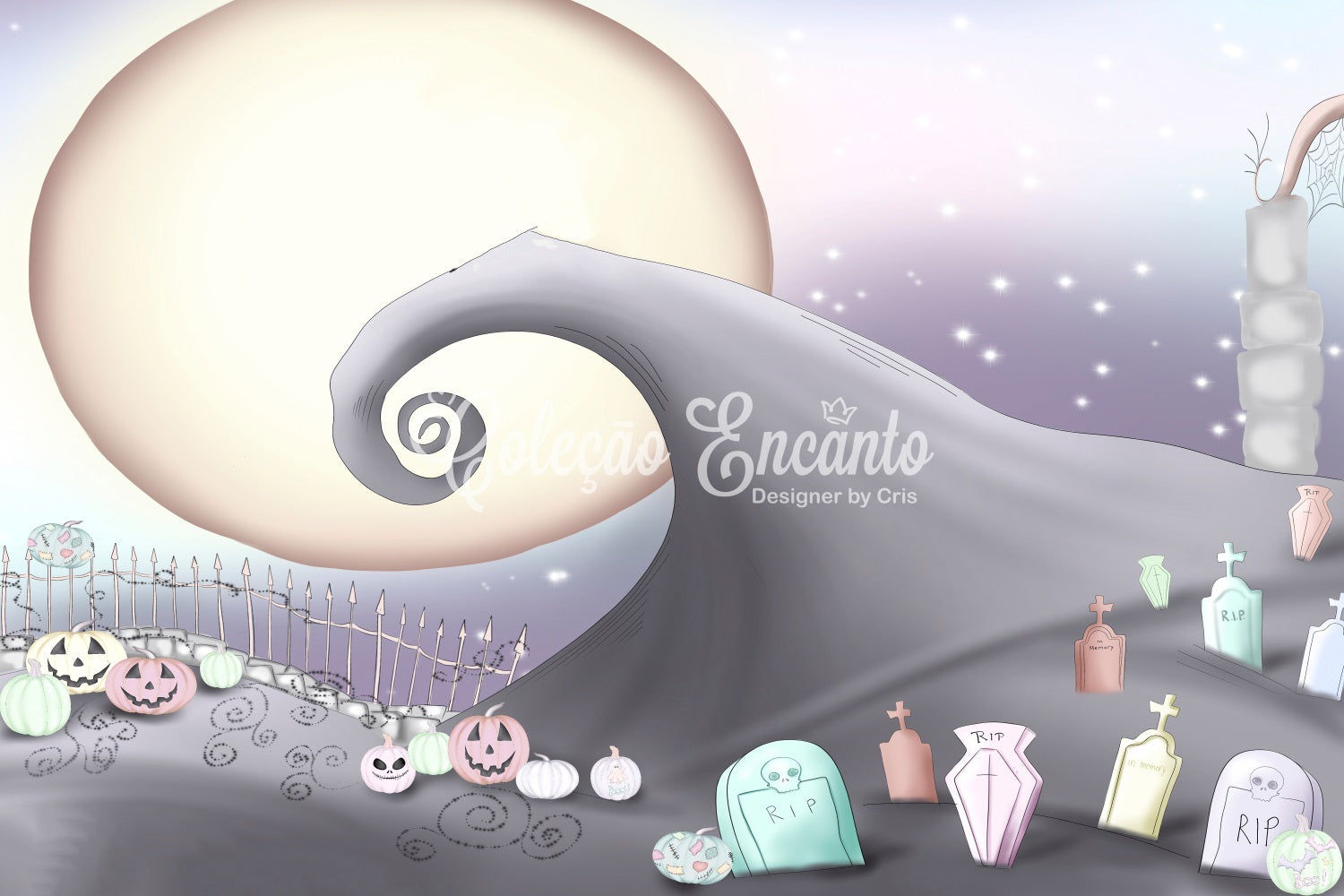 Newborn Backdrops Pastel Graveyard Moonlit Hill Kids Halloween Photo Backdrop By Magali