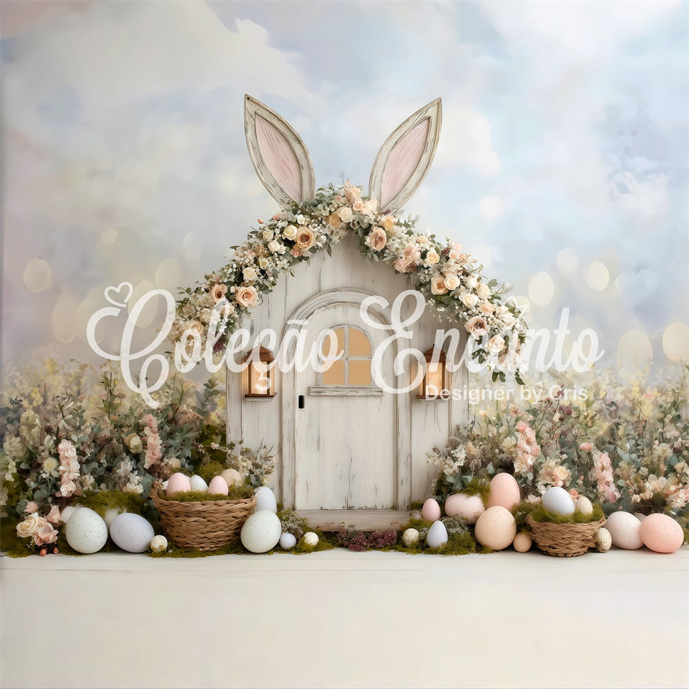Egg Hunt Backdrop Ears Door Baskets Flower Easy Easter Backdrops By Magali