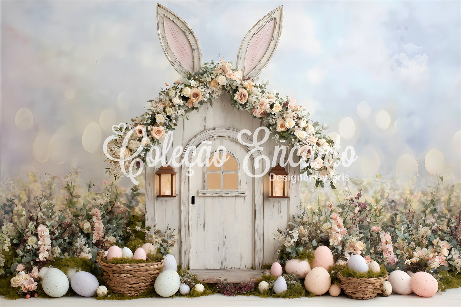 Egg Hunt Backdrop Ears Door Baskets Flower Easy Easter Backdrops By Ma
