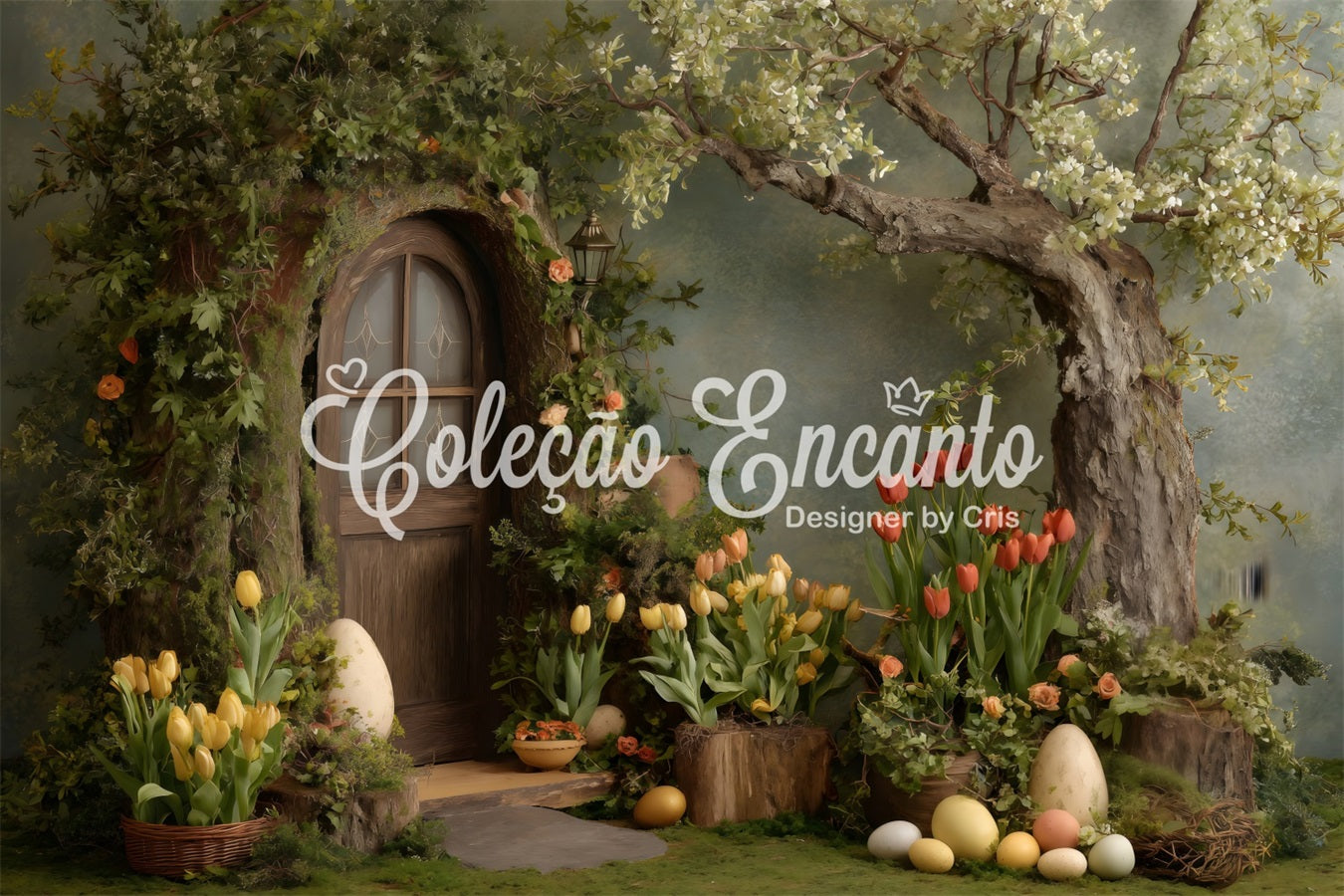 Easter Rustic Backdrop Ivy Door Blossom Eggs Easter Backdrop Pictures By Magali