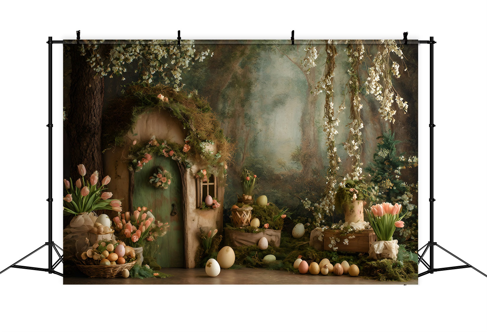 Easter Bunny Burrow Backdrop Hobbit Door Egg Baskets Outdoor Easter Backdrop Ideas By Magali