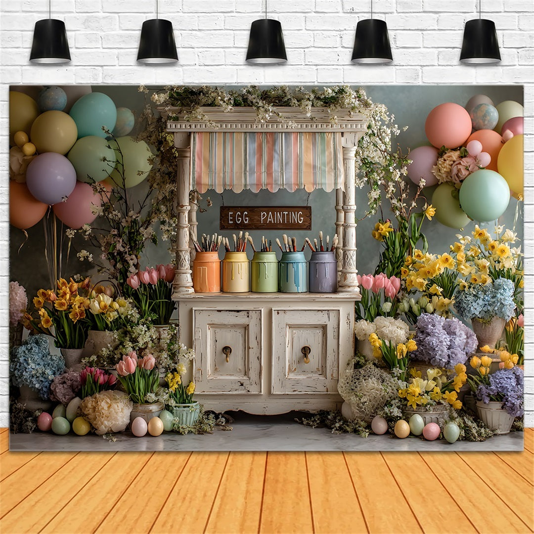 Easter Daffodil Backdrop Pastel Balloon Egg Painting Stand Easter Photo Backdrop Ideas By Magali