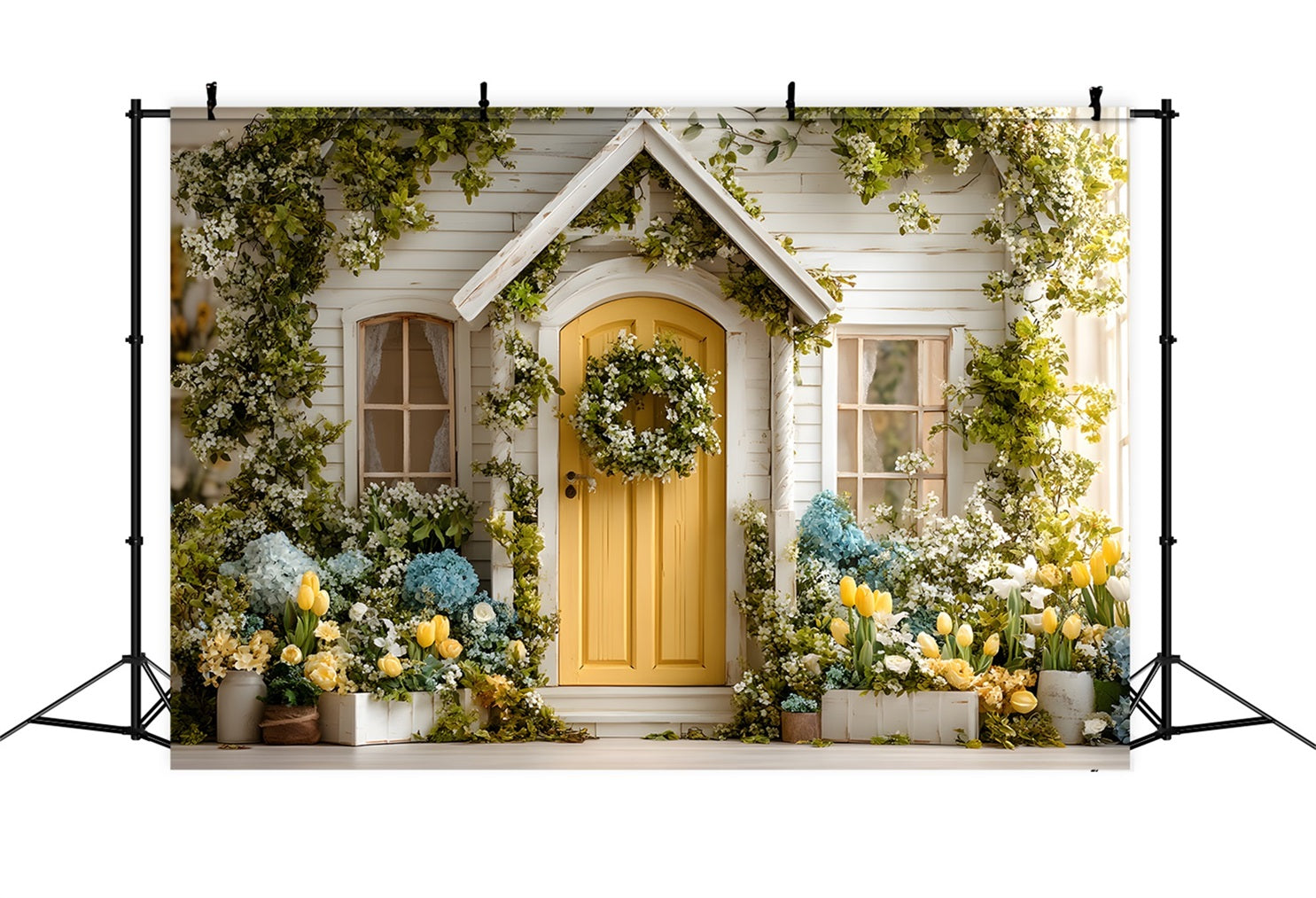 Easter European Garden Backdrop Sunny Cottage Door Hydrangea Bloom Easter Backdrop By Magali