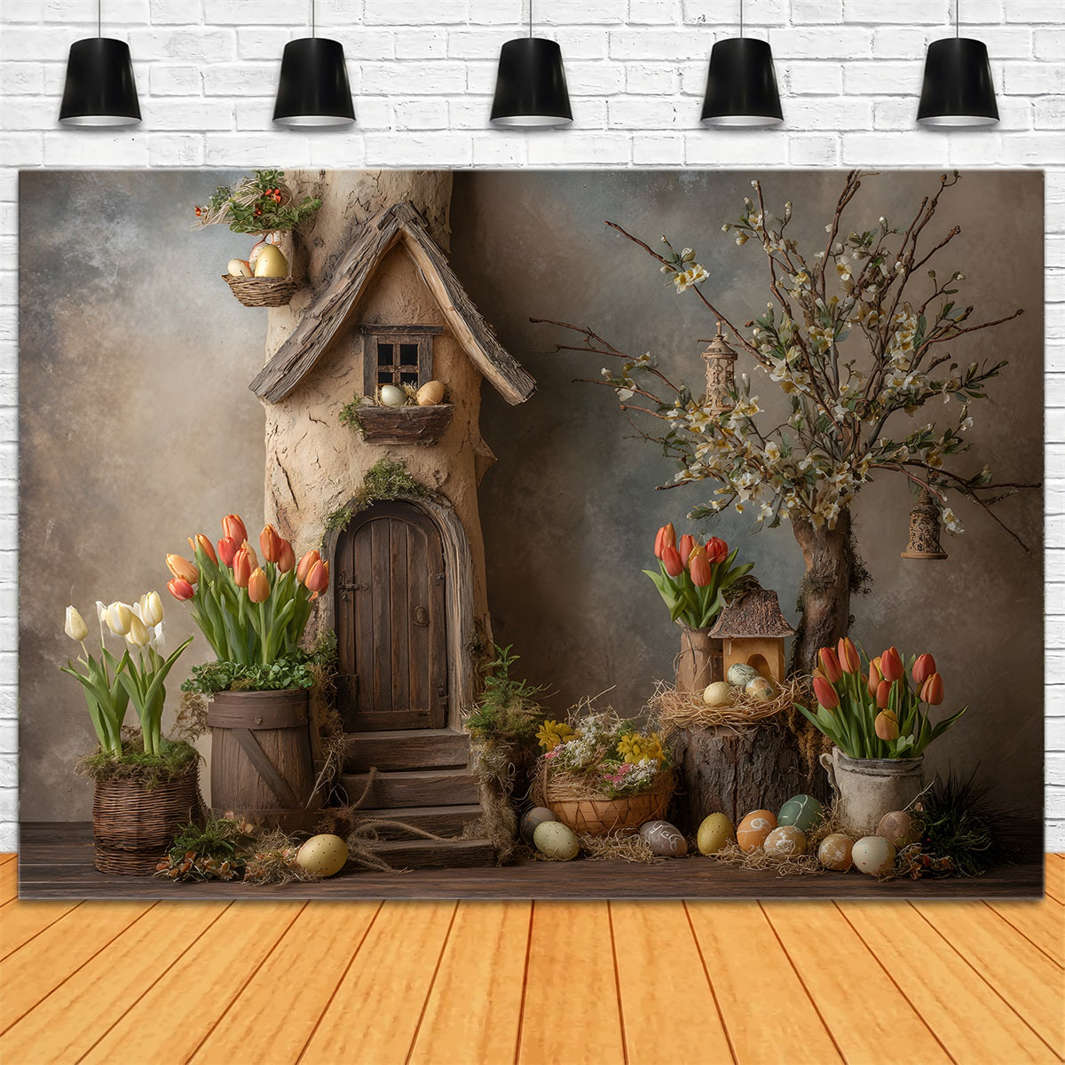 Easter Tulip Backdrop Rustic Cottage Nest Flower Easter Photoshoot Backdrop By Magali