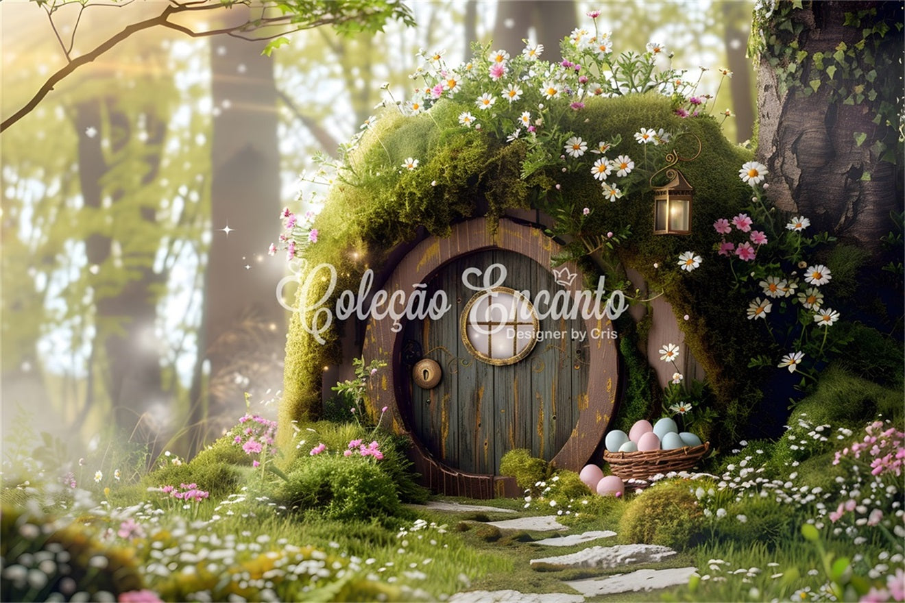 Bunny Burrow Backdrop Enchanted Moss Woodland Fairy Door Easter Backdrop For Photos By Magali