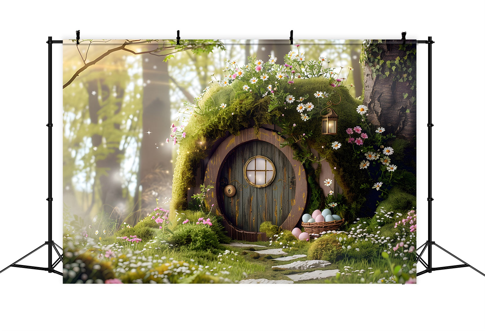 Bunny Burrow Backdrop Enchanted Moss Woodland Fairy Door Easter Backdrop For Photos By Magali