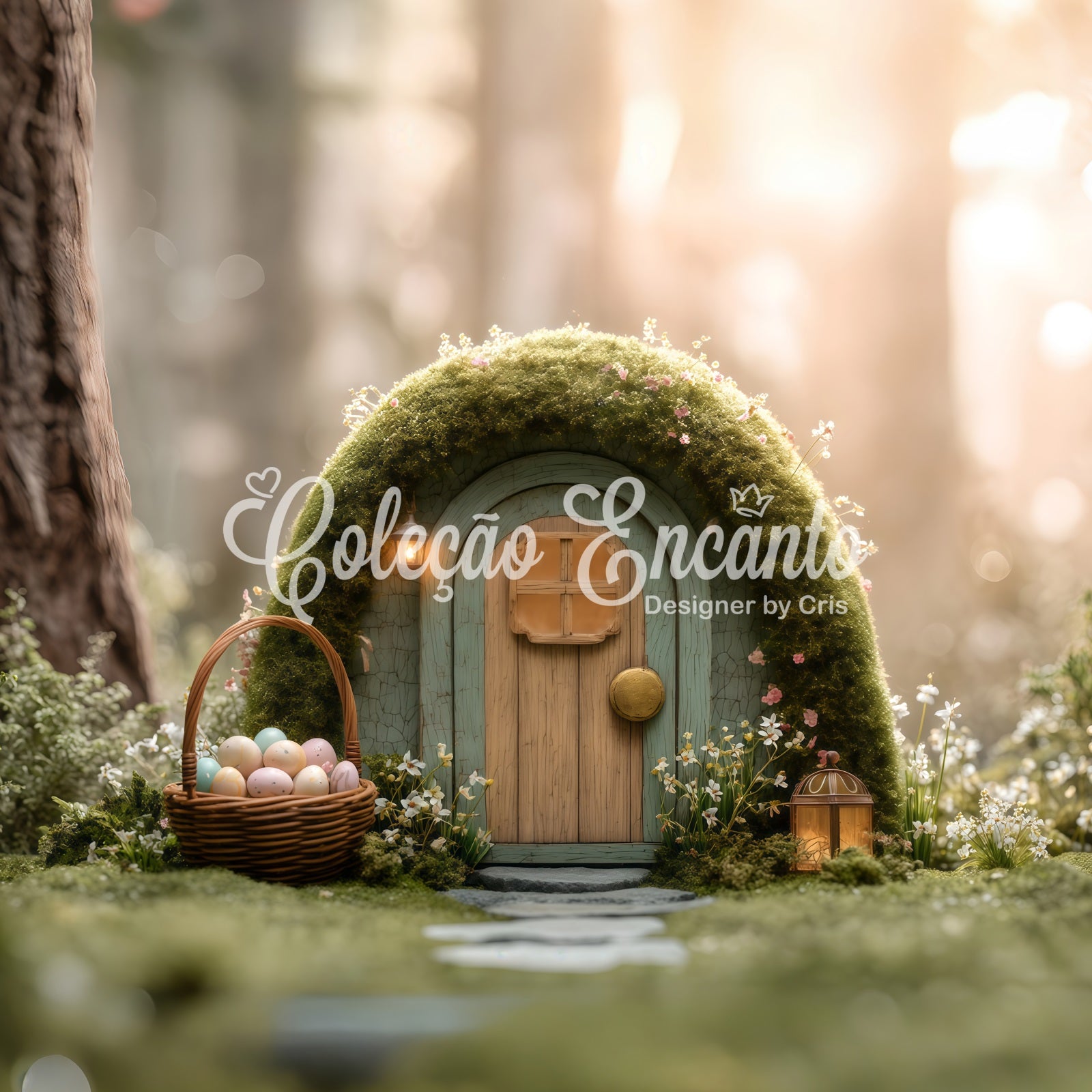 Easter Natural Backdrop Golden Forest Moss Fairy Cottage Backdrop Easter By Magali