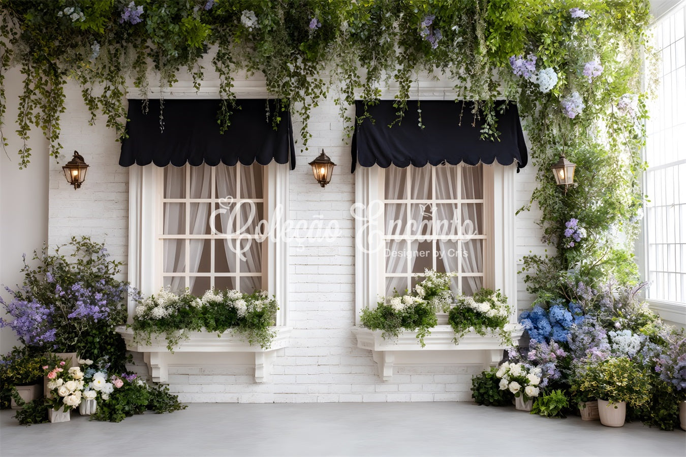 Easter Spring Backdrop Elegant Black Awning Floral Windows Backdrop For Easter By Magali
