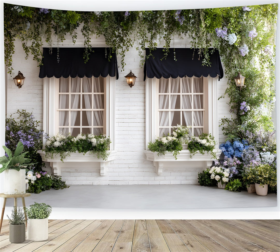 Easter Spring Backdrop Elegant Black Awning Floral Windows Backdrop For Easter By Magali