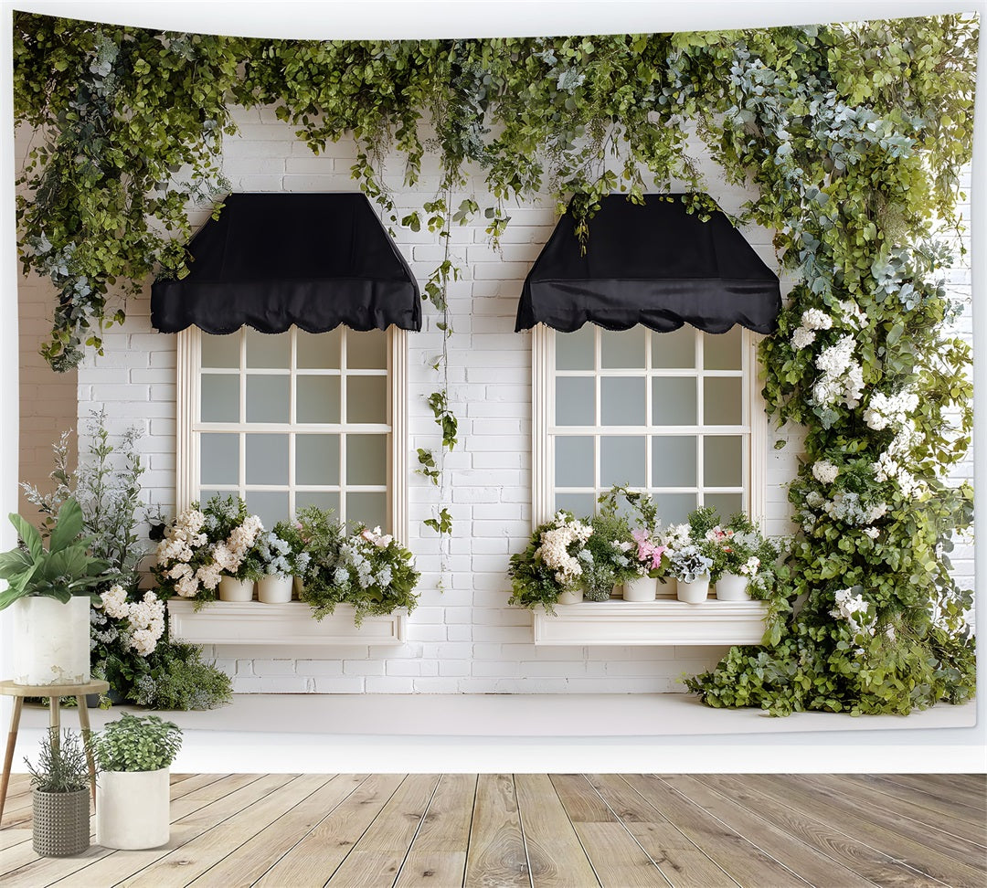Easter Spring Backdrop Classic White Brick Awning Windows Backdrops For Easter By Magali