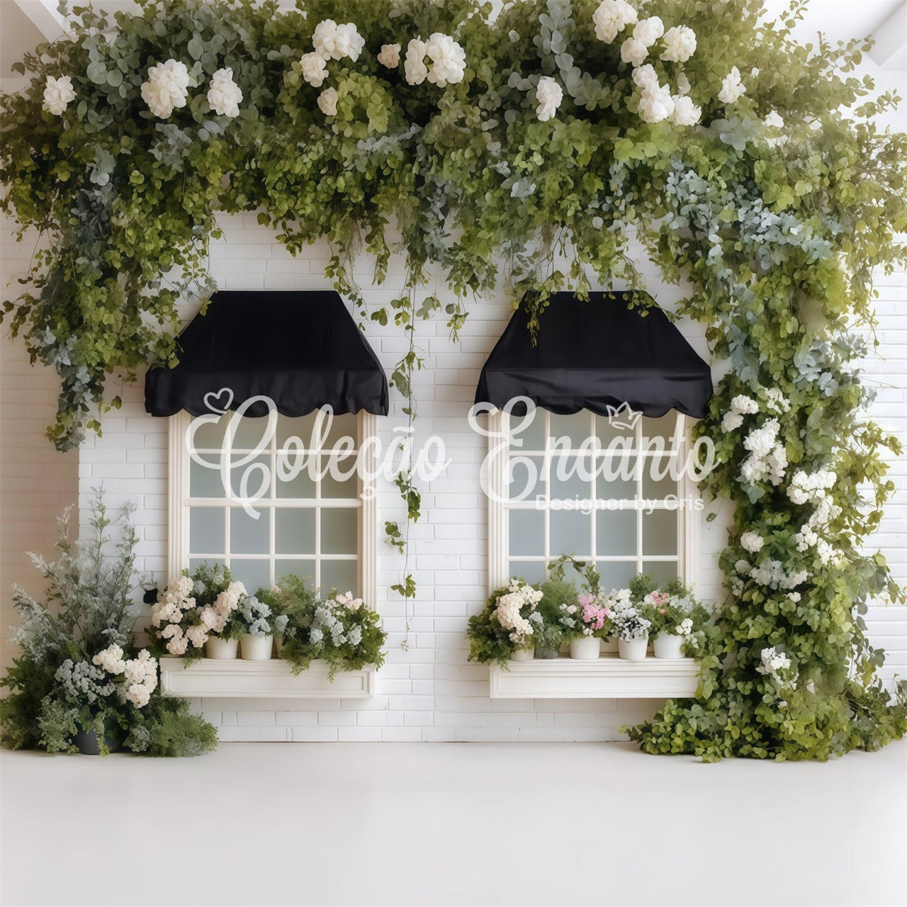 Easter Spring Backdrop Classic White Brick Awning Windows Backdrops For Easter By Magali