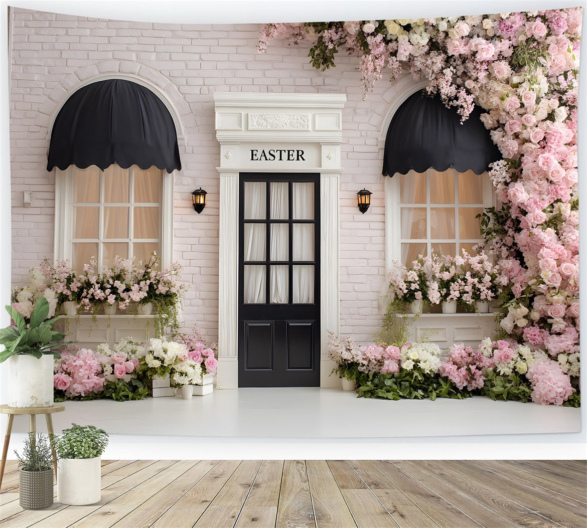 Easter Wreath Doorway Backdrop Pink Floral Brick Door Easter Picture Backdrop Ideas By Magali