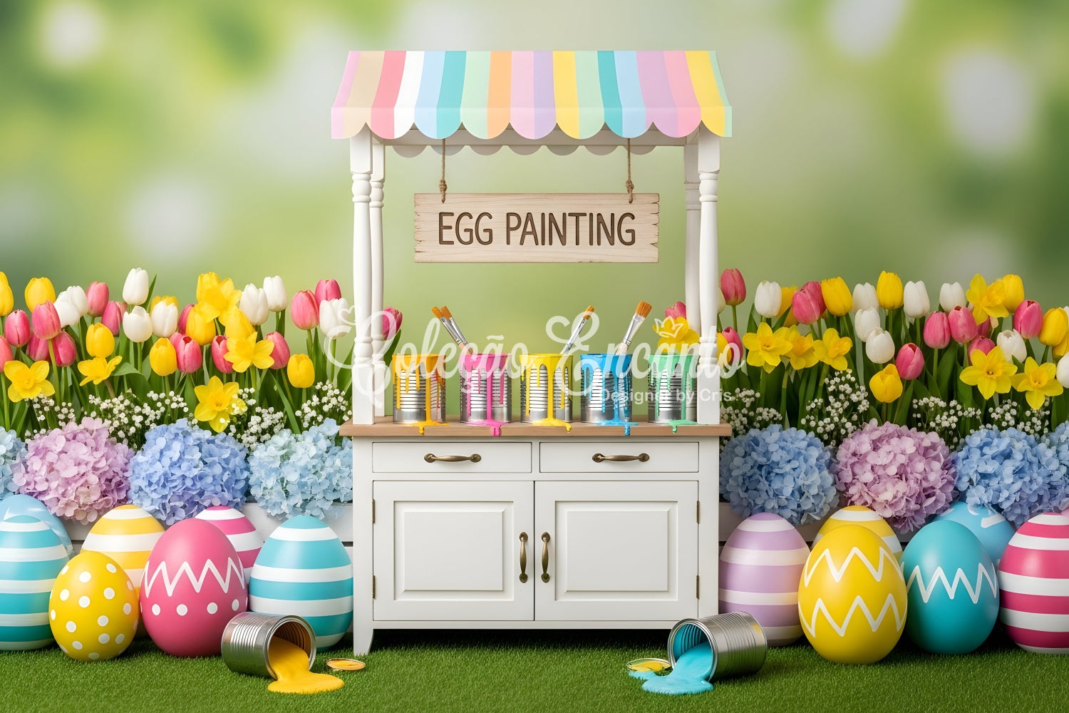 Easter Tulip Backdrop Egg Painting Flower Stall Easy Easter Backdrops By Magali