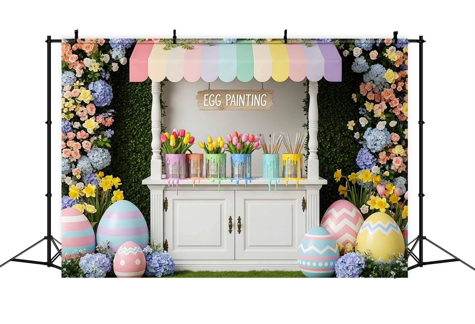 Easter Daffodil Backdrop Egg Painting Floral Stall Photo Backdrops Easter By Magali