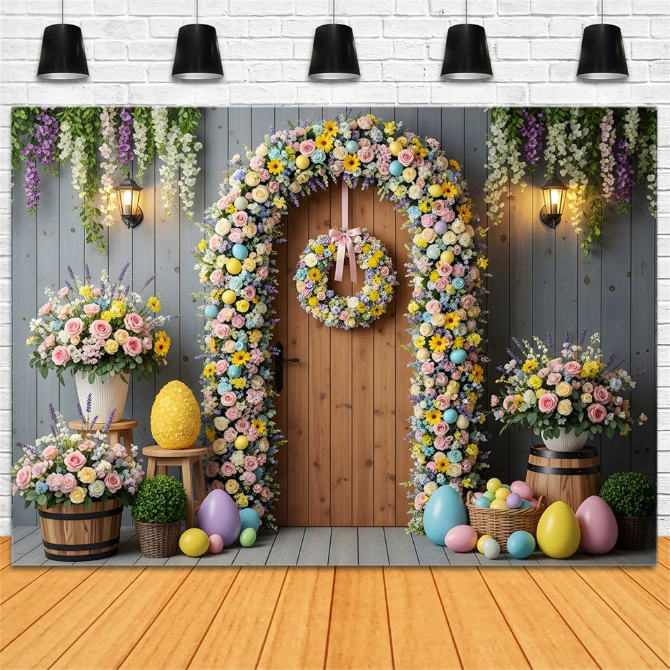 Easter Spring Floral Wreath Backdrop Floral Egg Arch Door Easter Backdrops Ideas By Magali
