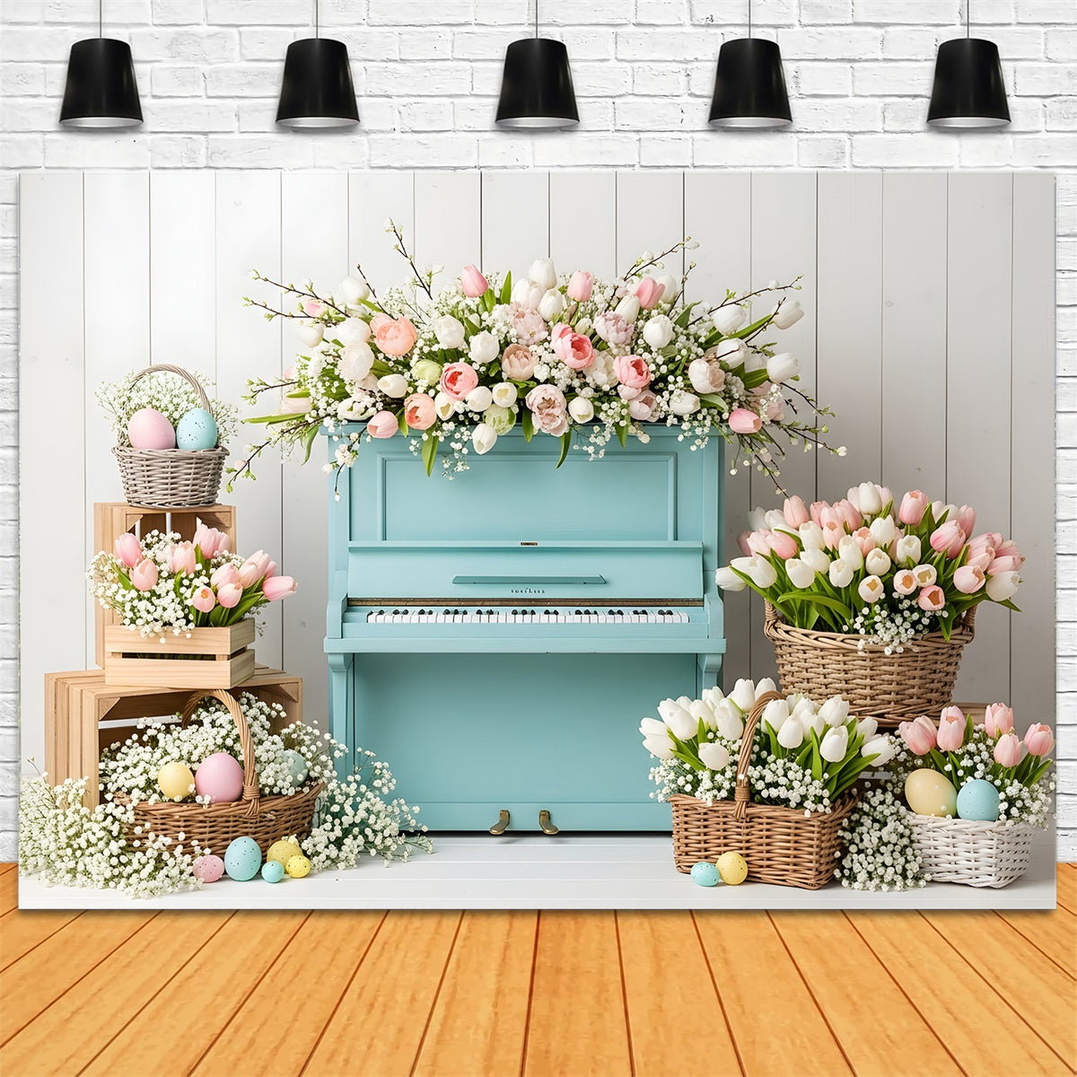 Easter Tulip Backdrop Blue Piano Egg Baskets Easter Photo Booth Backdrop Ideas By Magali