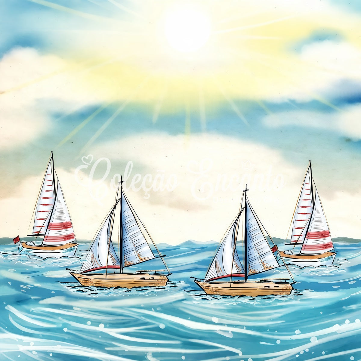 Newborn Photography Backdrop Sunny Ocean Sailboat Horizon Kids Photo Backdrop By Magali