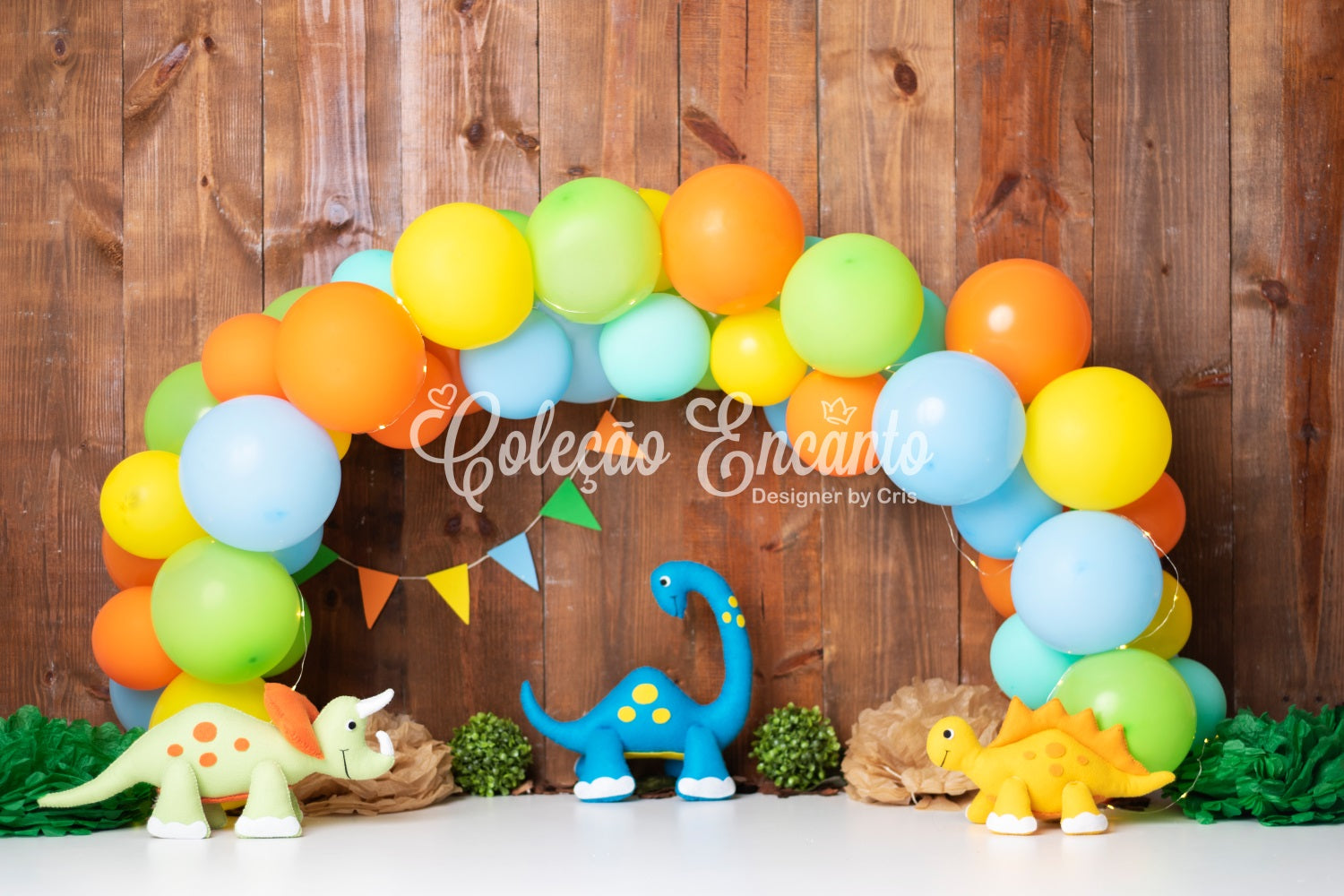 Newborn Photo Backdrops Colorful Balloon Dinosaur Party Arch Children Backdrop By Magali