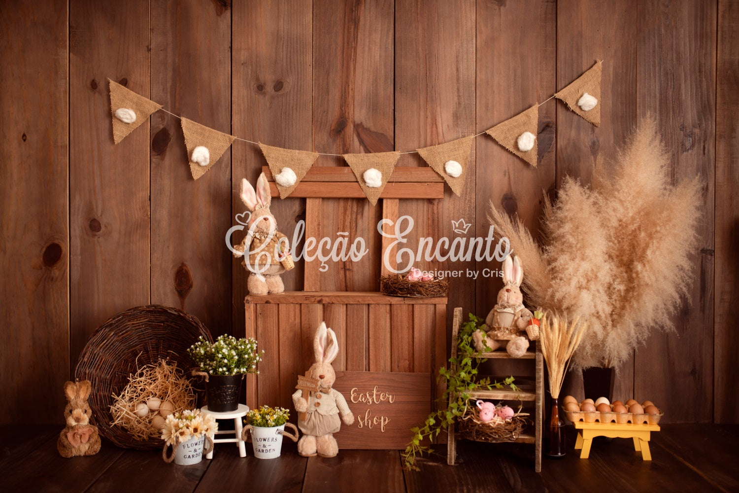 Newborn Backdrops For Photography Rustic Bunny Shop Display Easter Backdrop By Magali