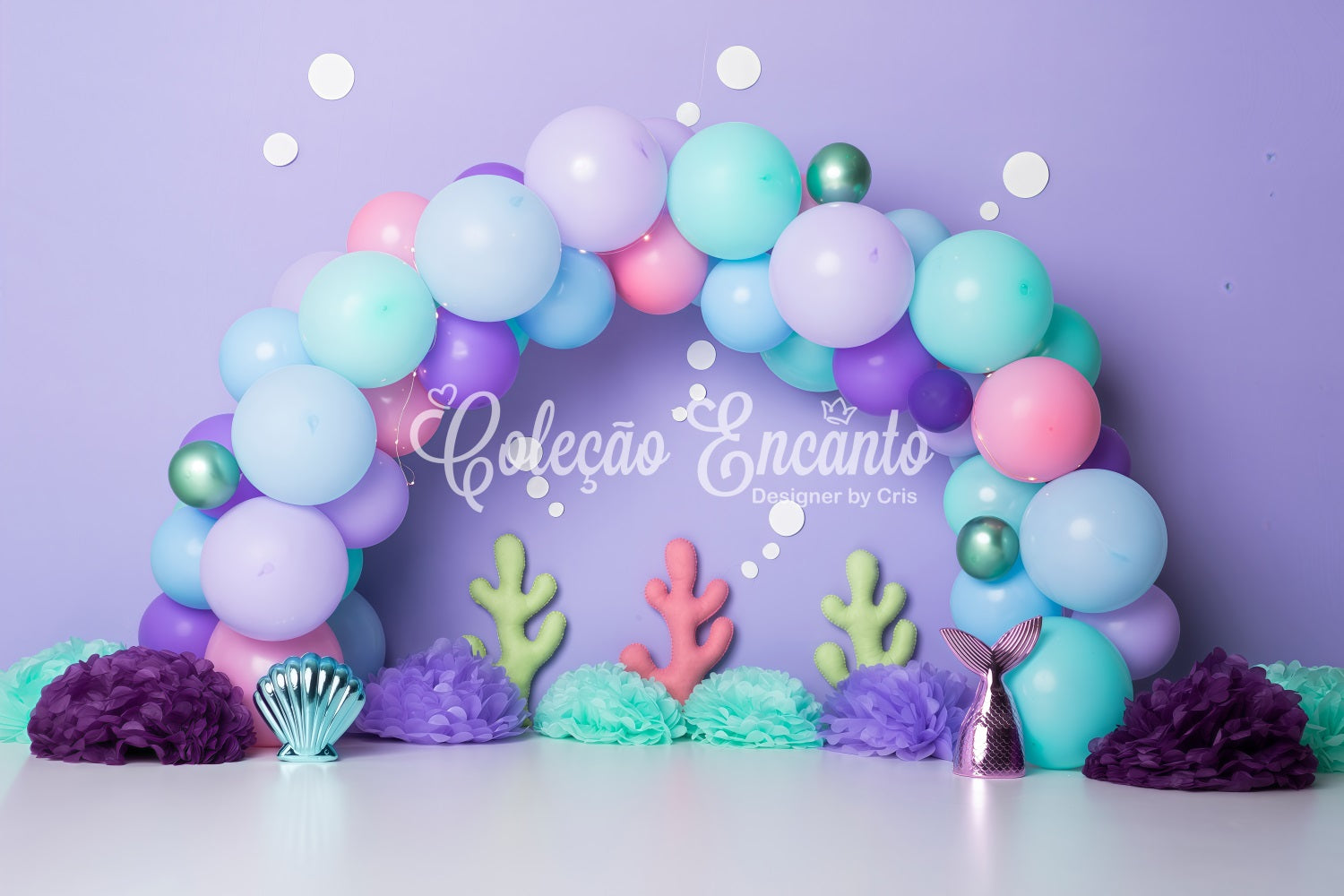 Photography Backdrops For Children Pastel Mermaid Balloon Coral Decor Kids Backdrop By Magali