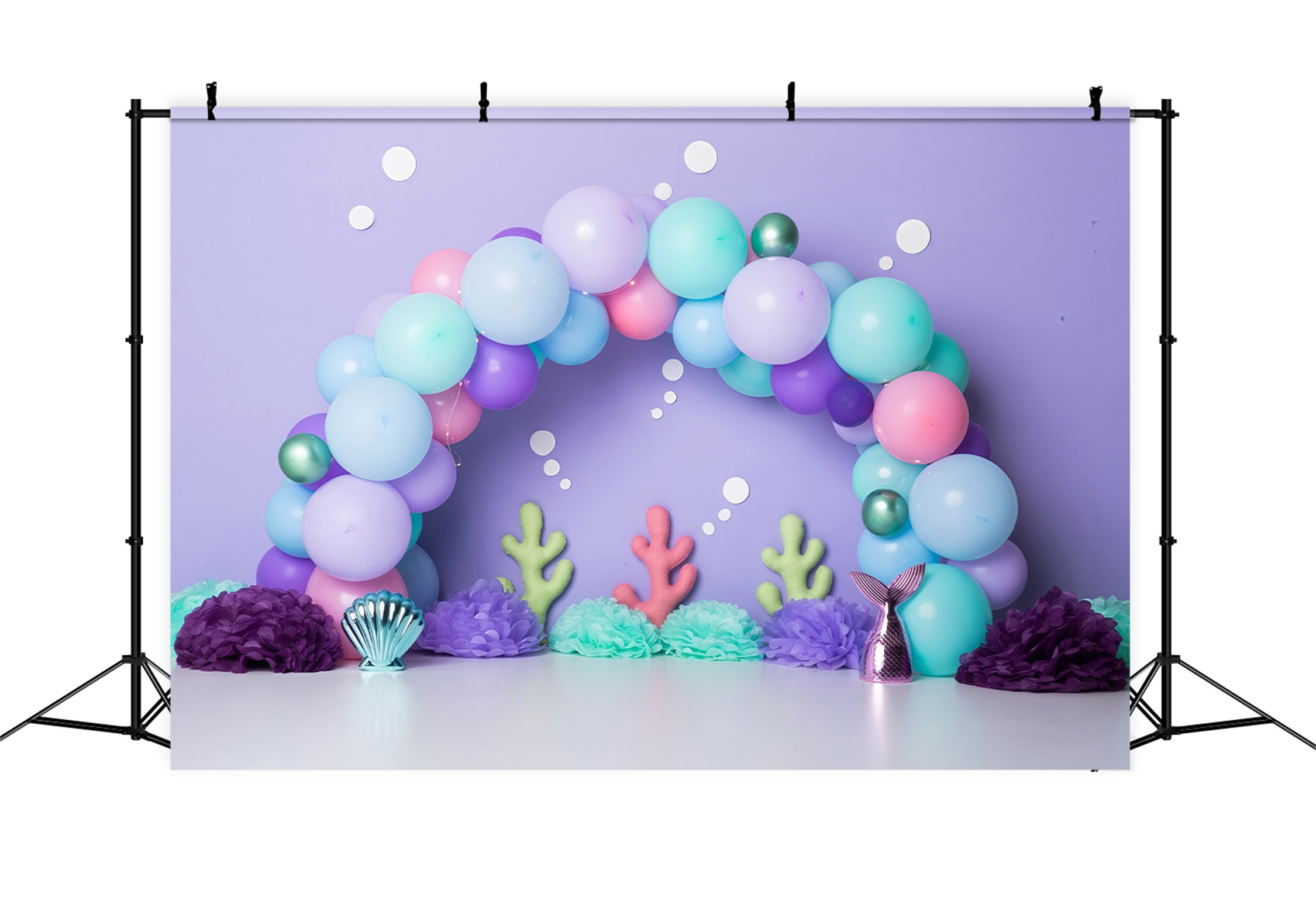Photography Backdrops For Children Pastel Mermaid Balloon Coral Decor Kids Backdrop By Magali