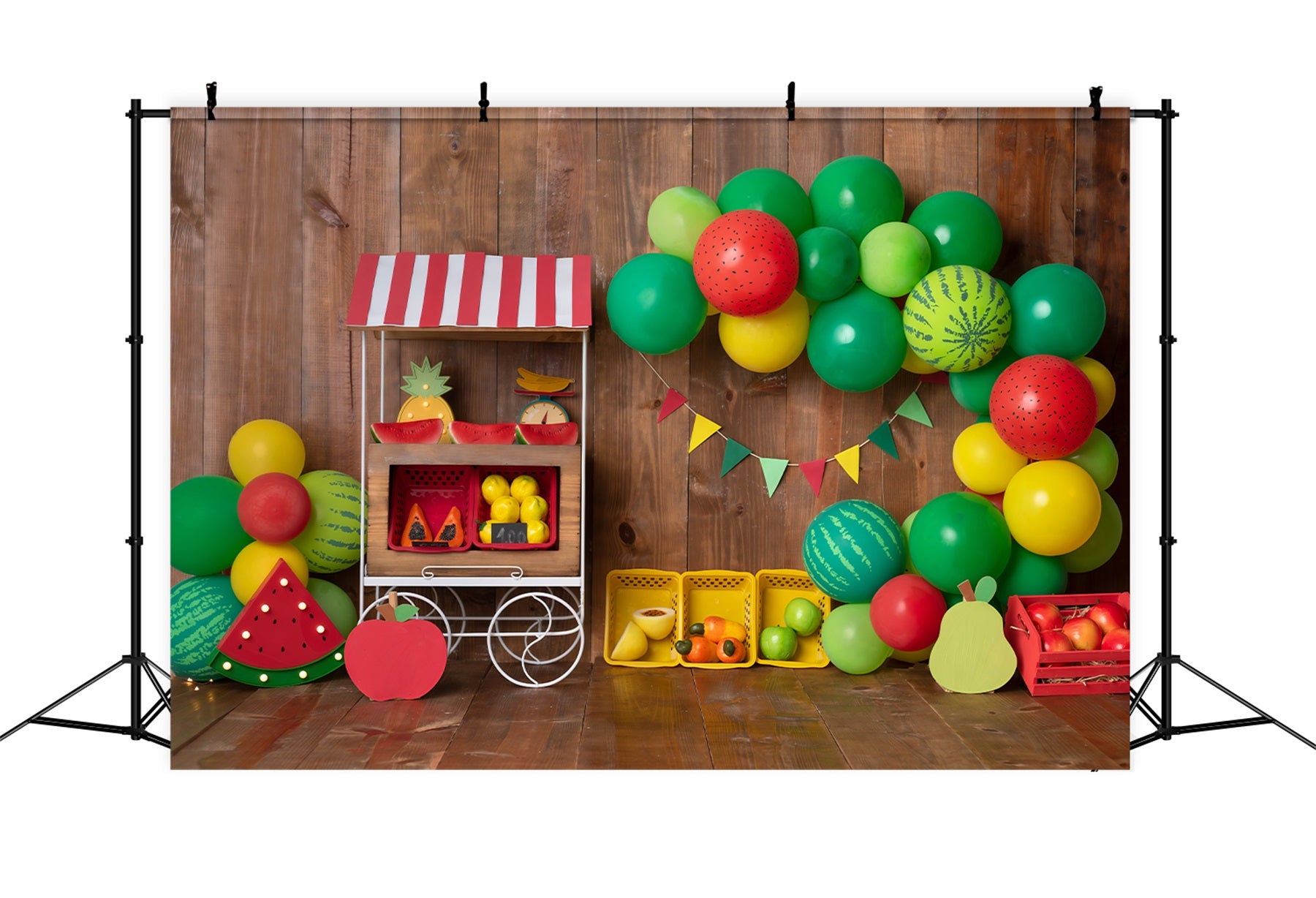 Children Photography Backdrops Watermelon Fruit Stand Balloon Arch Backdrop For Kids By Magali